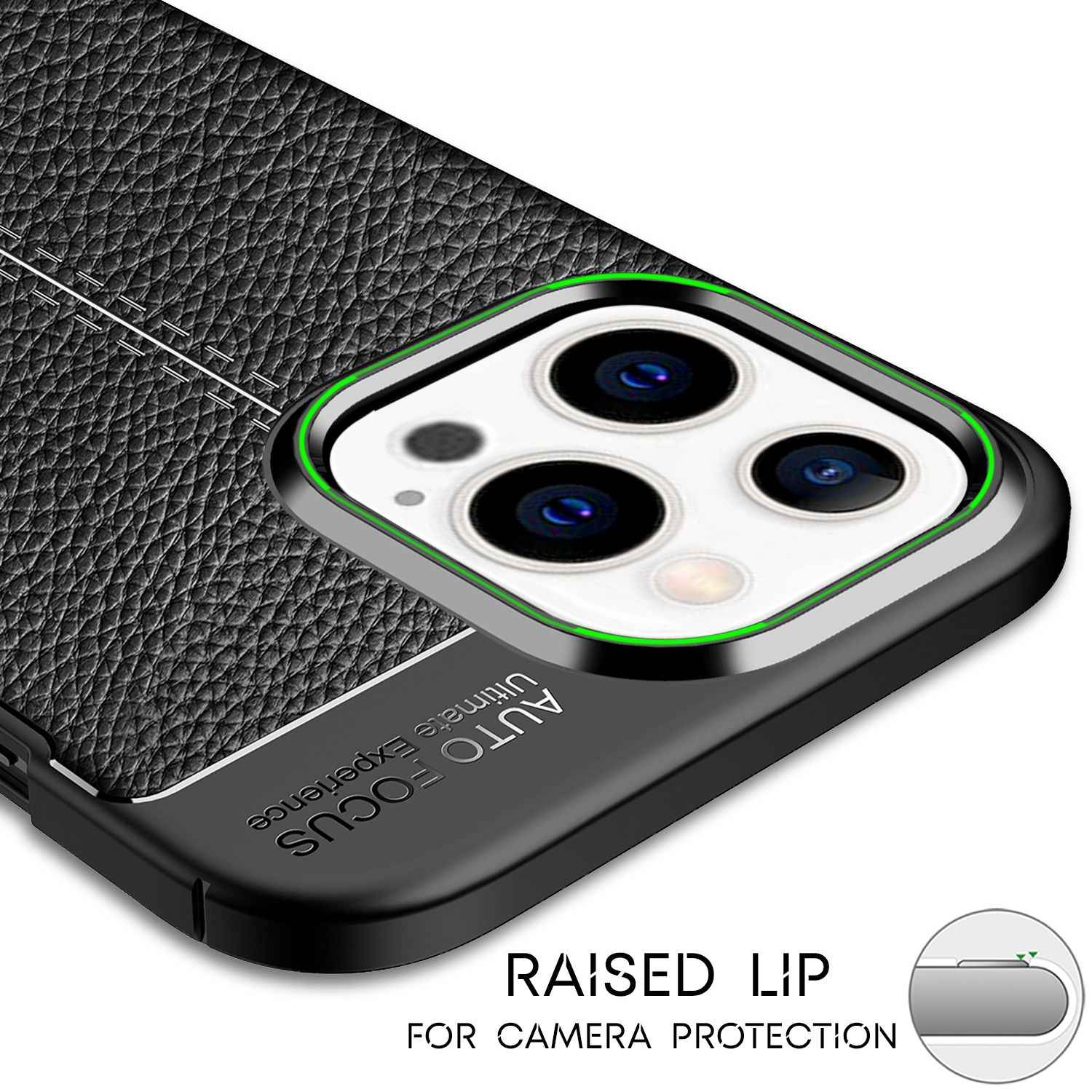 NALIA Leder Look Hülle für iPhone 13 Pro Max, Schwarze Silikonhülle Anti-Fingerabdruck Rutschfest Kratzfest