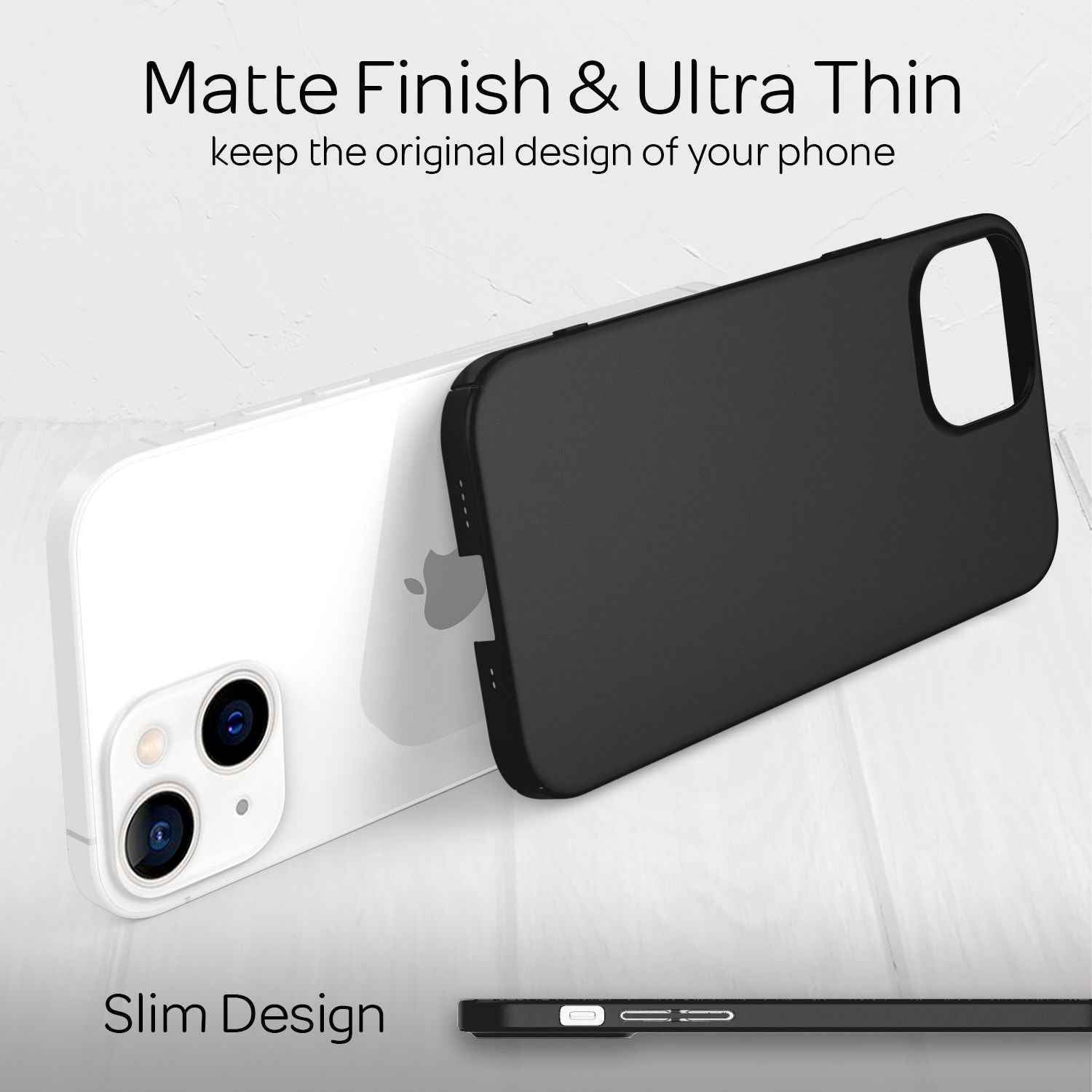 NALIA 0,5mm Dünne Handy Hülle für iPhone 13 Mini, Hard Case Cover Matt Bumper