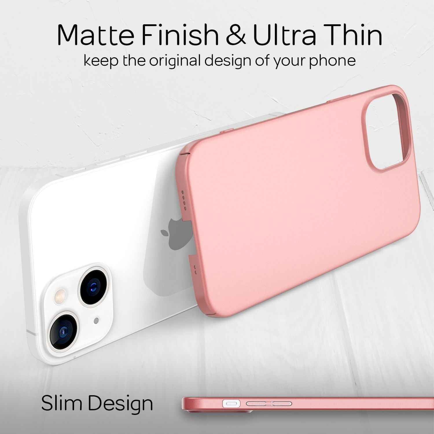 NALIA 0,5mm Dünne Handy Hülle für iPhone 13 Mini, Hard Case Cover Matt Bumper