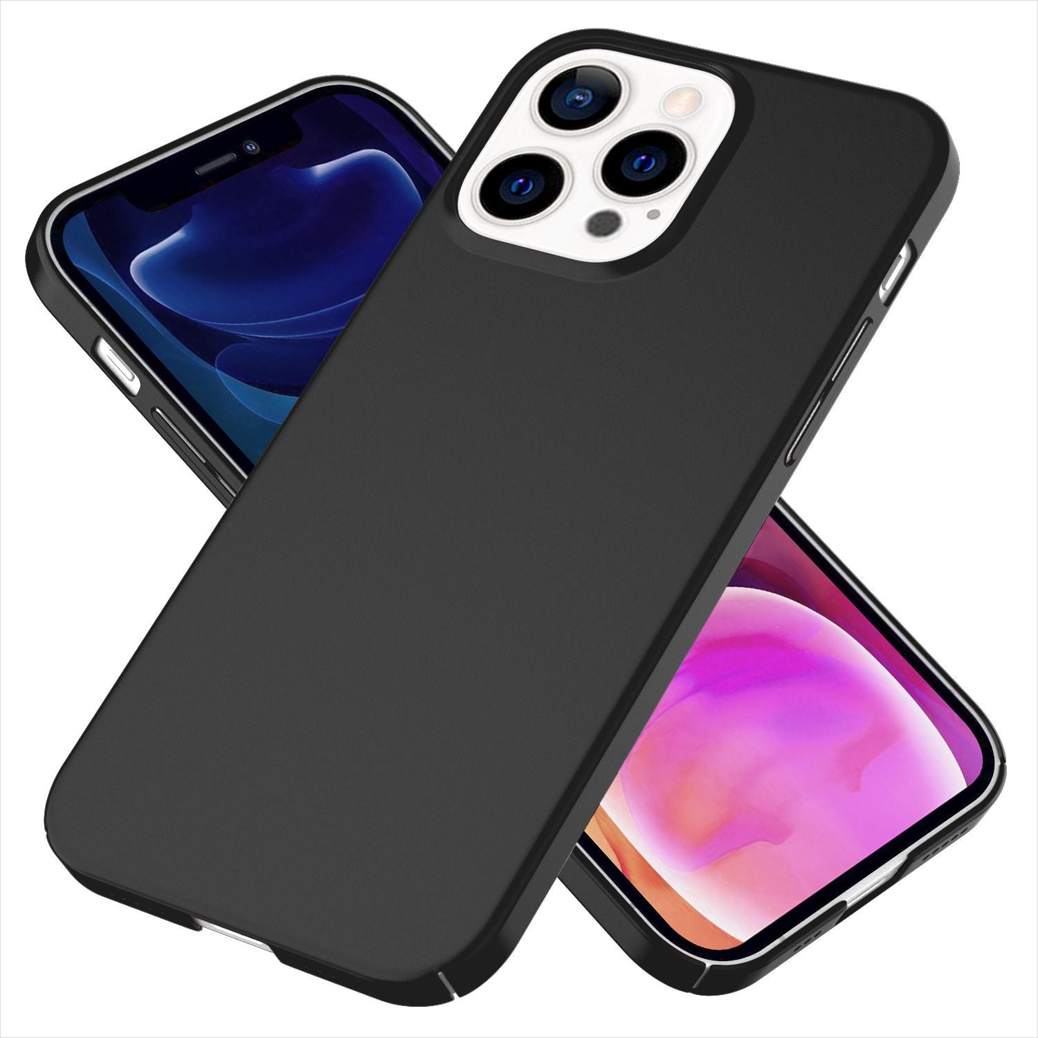 NALIA 0,5mm dünne Handy Hülle für iPhone 13 Pro Max, matte Hartschale in Schwarz