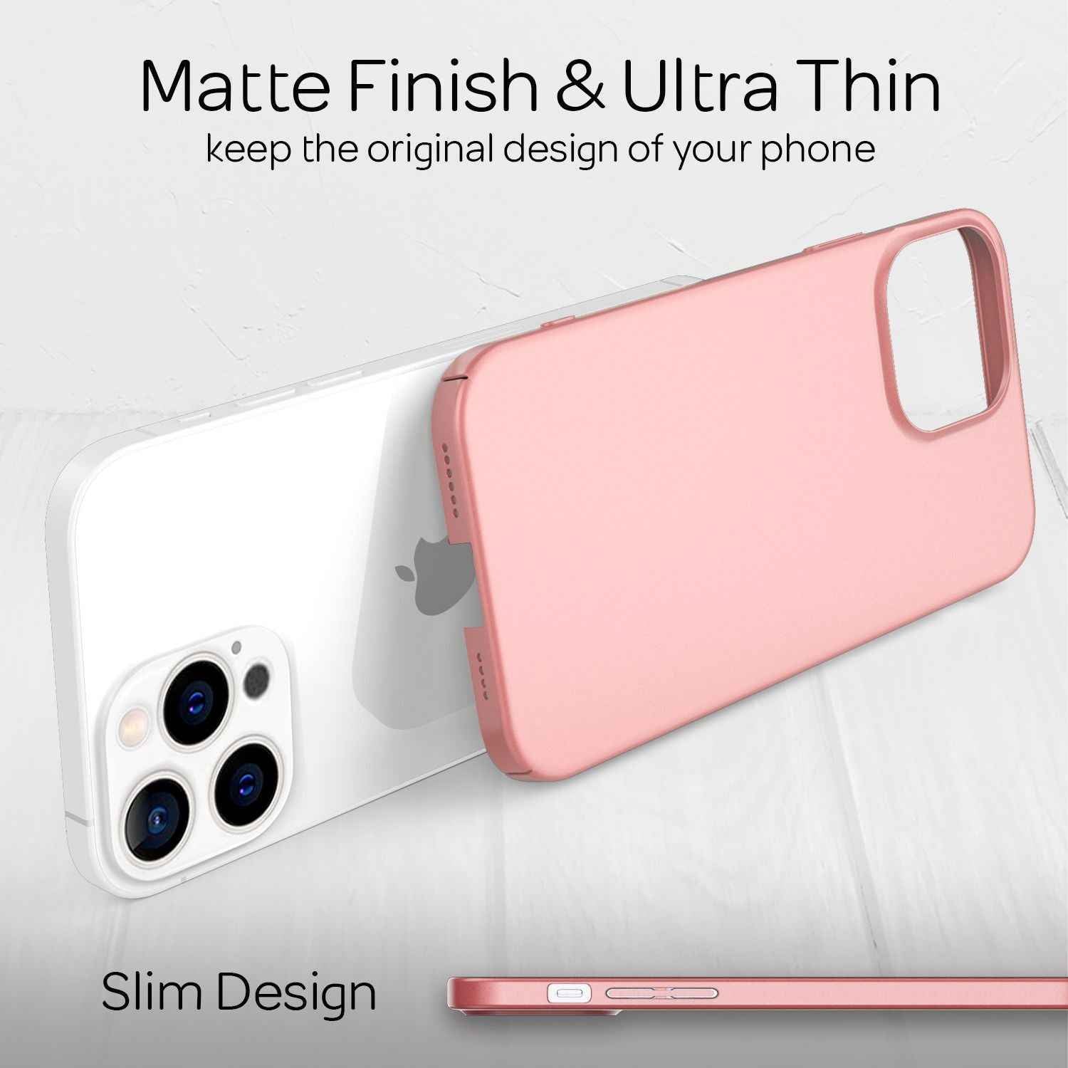 NALIA 0,5mm Dünne Handy Hülle für iPhone 13 Pro Max, Matt Hard Case Cover Bumper