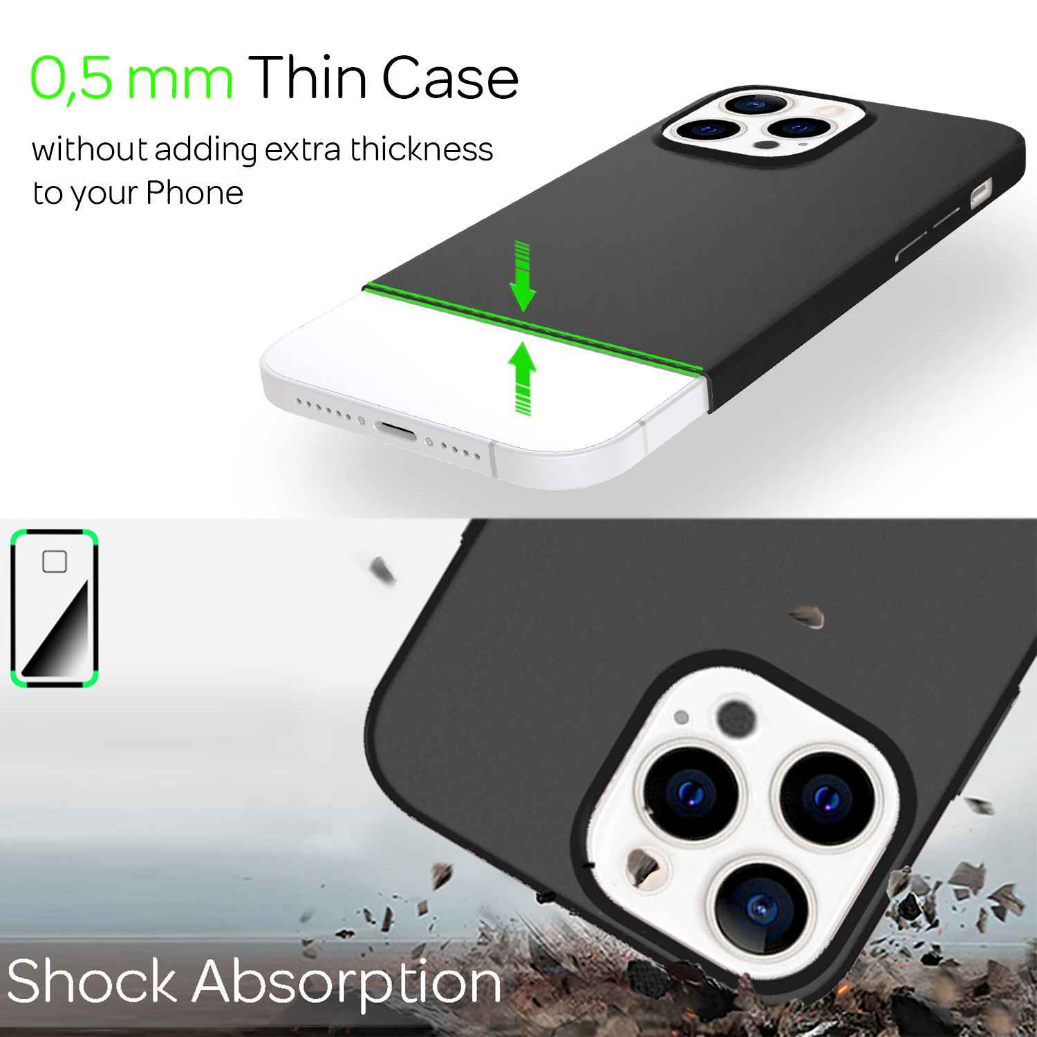 NALIA 0,5mm Dünne Handy Hülle für iPhone 13 Pro Max, Matt Hard Case Cover Bumper