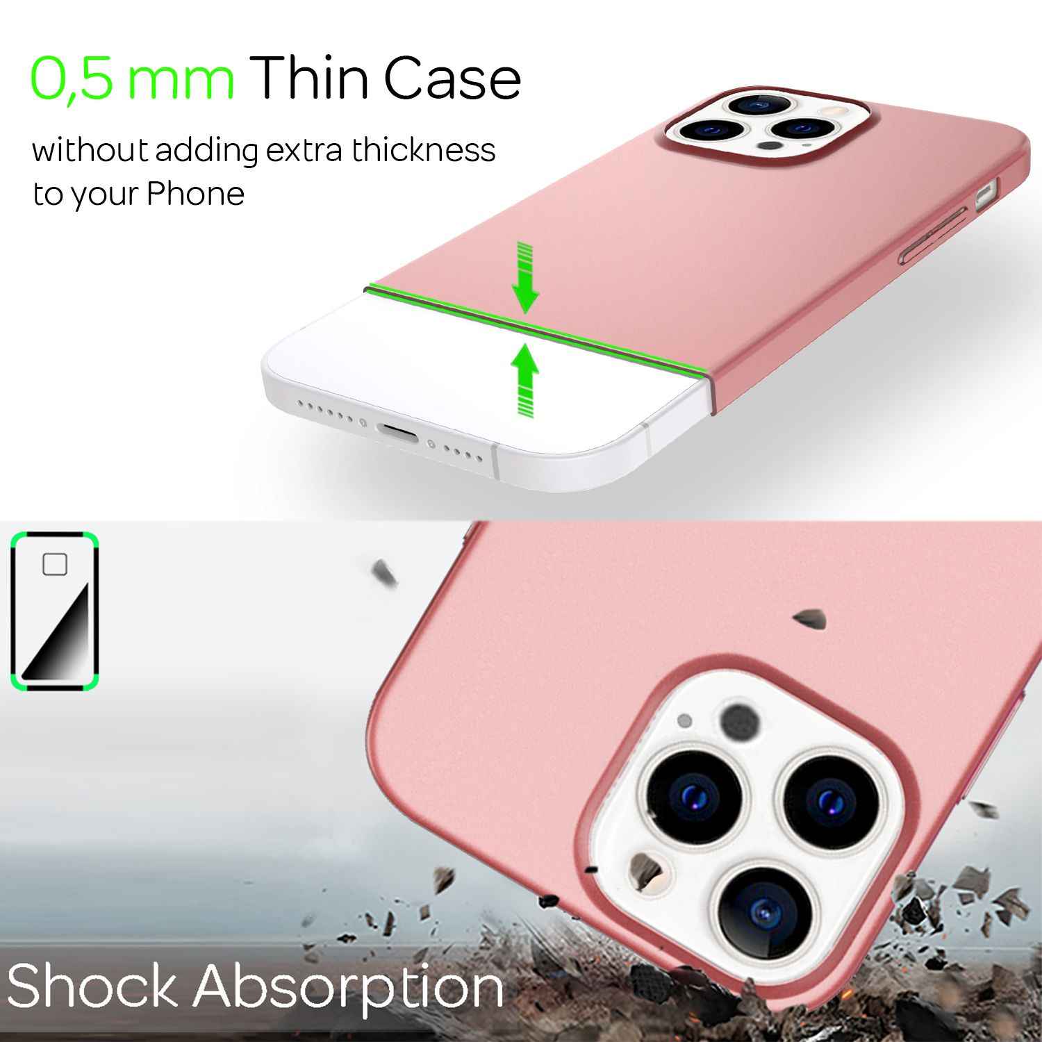 NALIA 0,5mm Dünne Handy Hülle für iPhone 13 Pro Max, Matt Hard Case Cover Bumper