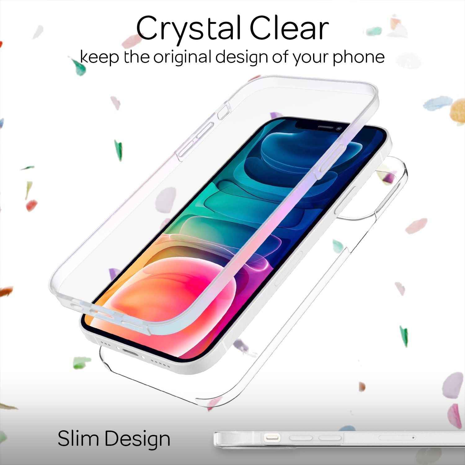 NALIA Klare 360° Schutzhülle für iPhone 13, Komplettschutz Transparent Anti-Gelb Durchsichtig Robust, Hardcase & Silikon & Displayschutz