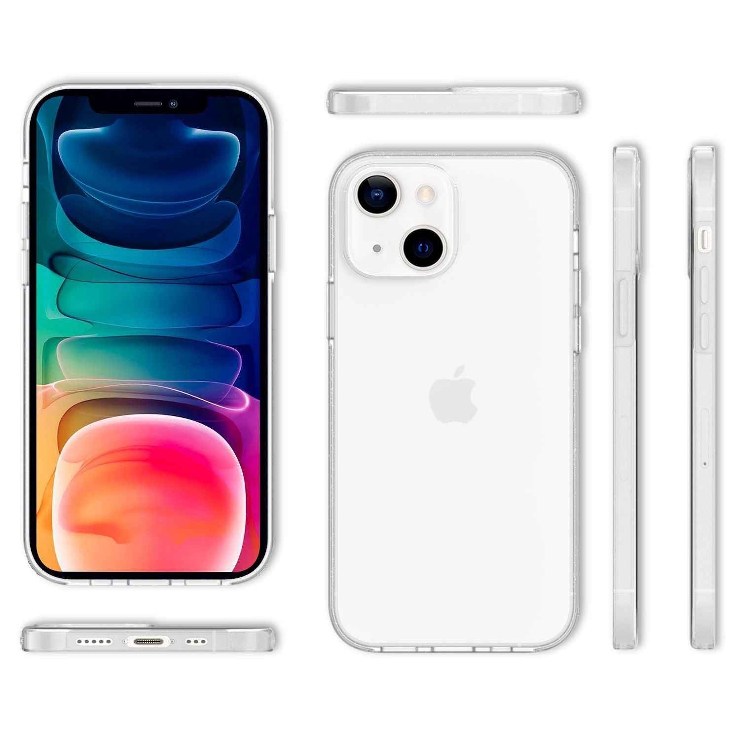 NALIA Klare 360° Schutzhülle für iPhone 13, Komplettschutz Transparent Anti-Gelb Durchsichtig Robust, Hardcase & Silikon & Displayschutz