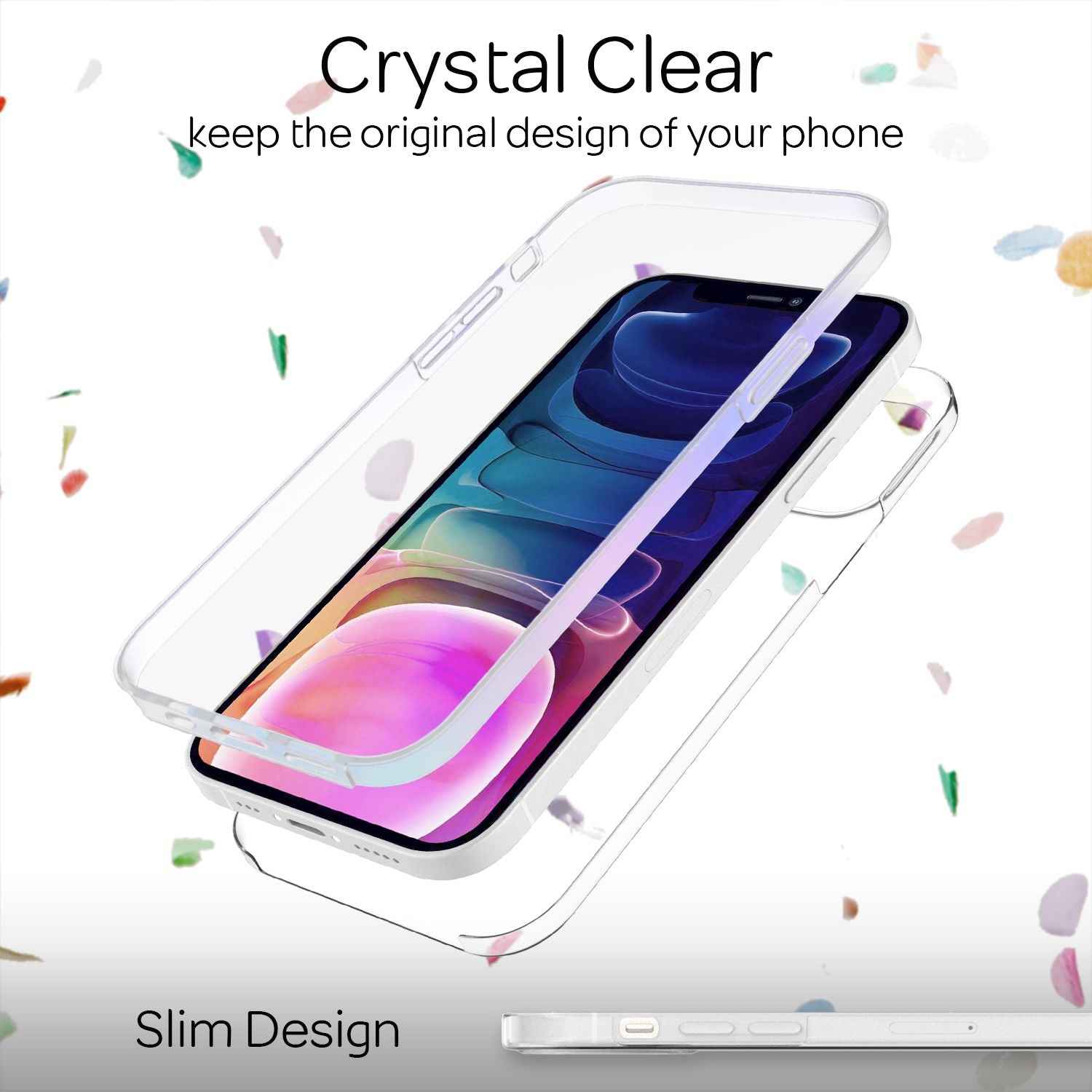 NALIA Klare 360° Schutzhülle für iPhone 13 Pro Max, Komplettschutz Transparent, Hardcase & Silikon & Displayschutz