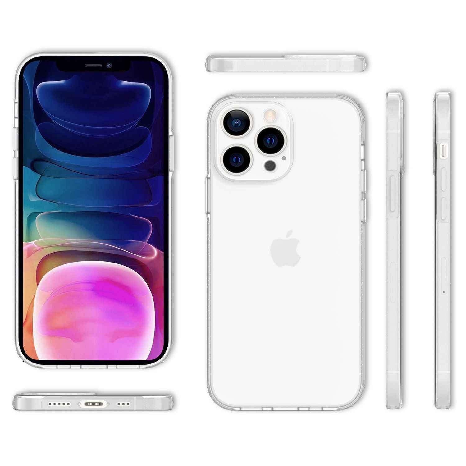 NALIA Klare 360° Schutzhülle für iPhone 13 Pro Max, Komplettschutz Transparent, Hardcase & Silikon & Displayschutz