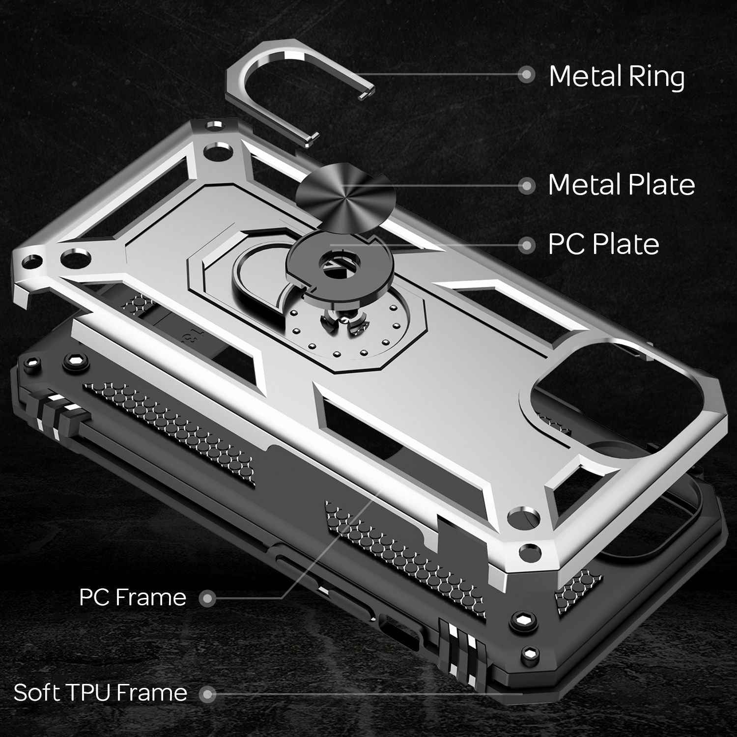 NALIA Ring Hülle für iPhone 13, Hard Case mit Silikon Bumper Cover Handyhülle