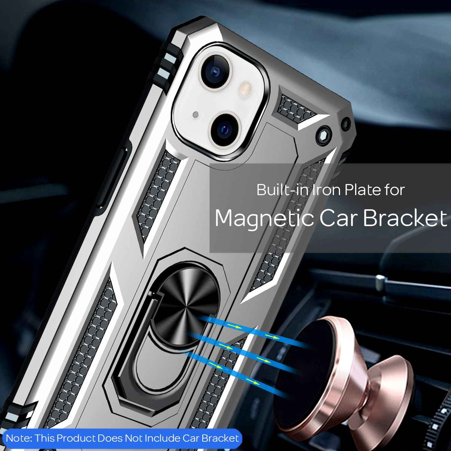 NALIA Ring Hülle für iPhone 13, Hard Case mit Silikon Bumper Cover Handyhülle