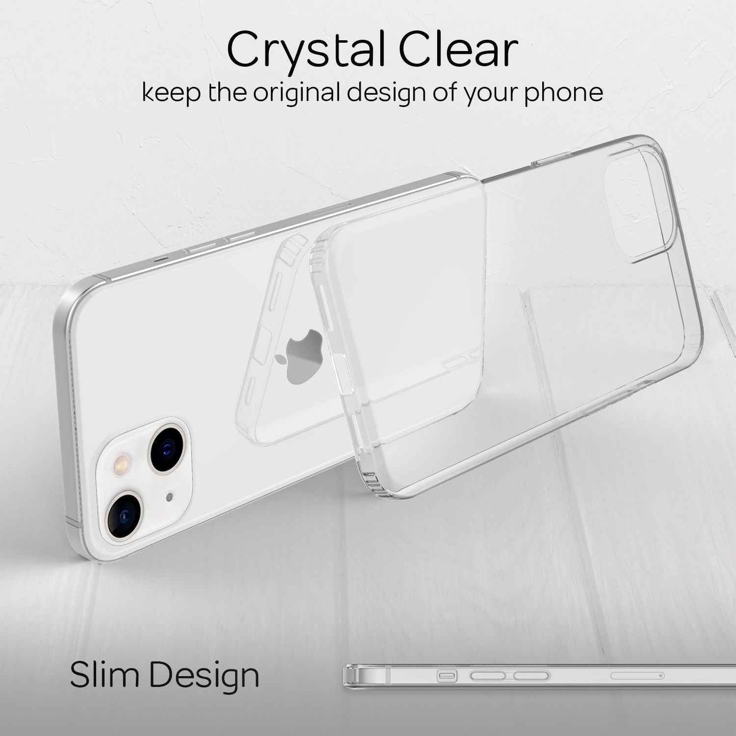 NALIA Klares Kratzfeste Hülle für iPhone 13, Transparent Anti-Gelb Stoßfest Harte Rückseite & Silikon Rahmen