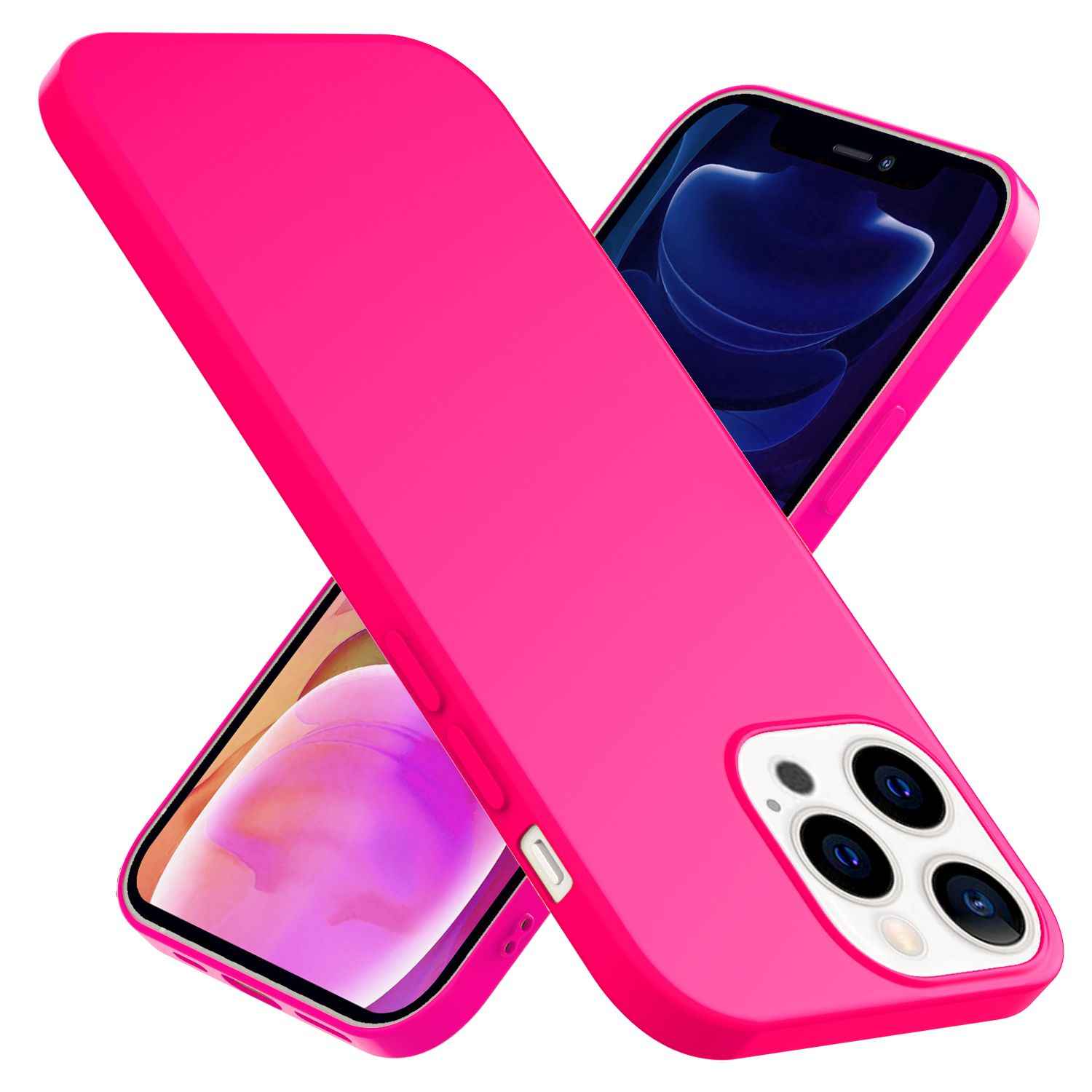 NALIA Bunte Neon Handy Hülle für iPhone 13 Pro Max, Silikon Case Cover Bumper