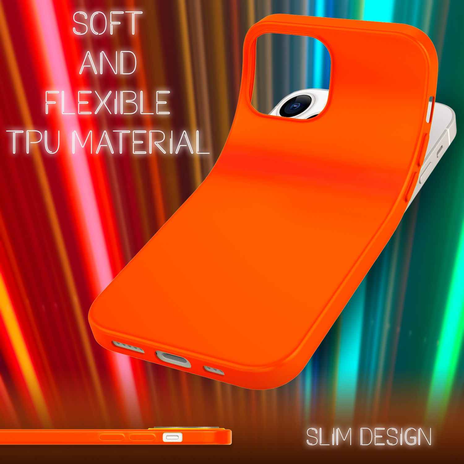 NALIA Bunte Neon Handy Hülle für iPhone 13 Pro Max, Silikon Case Cover Bumper