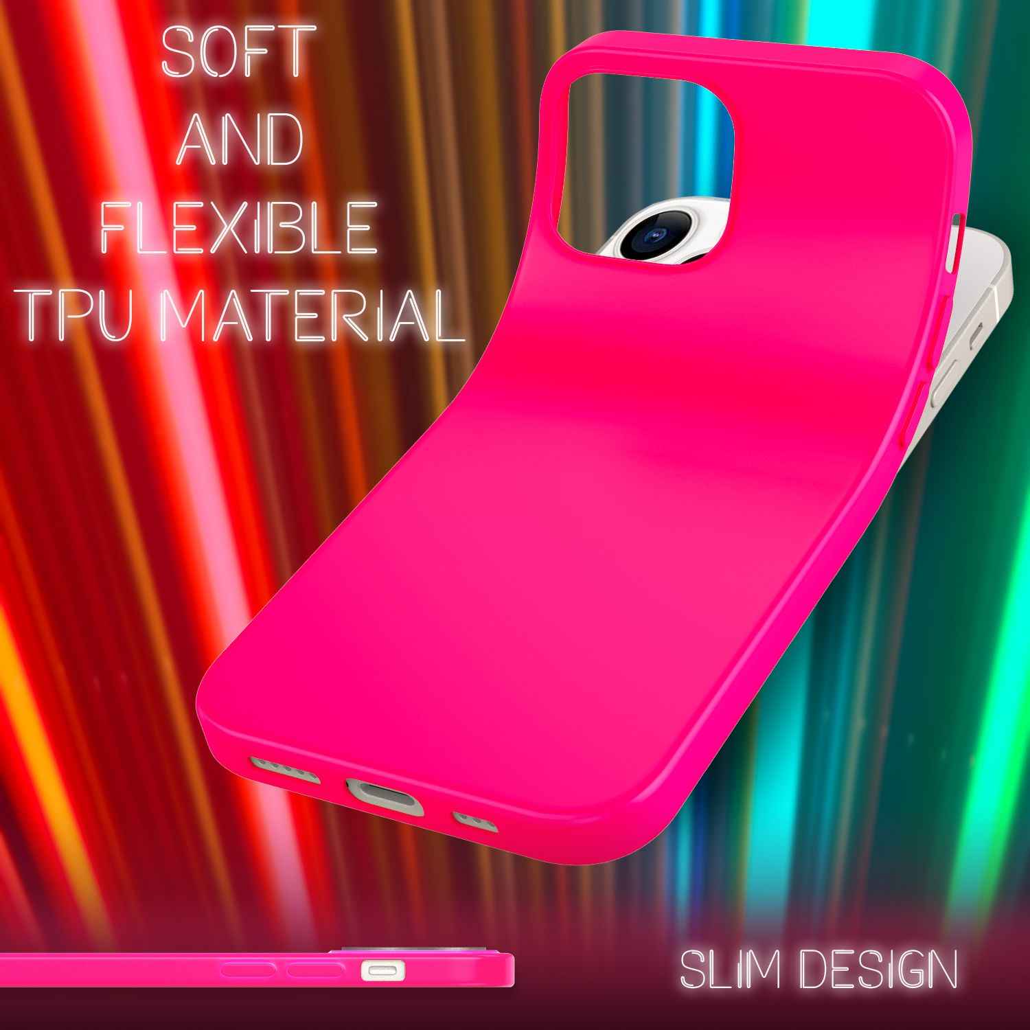 NALIA Bunte Neon Handy Hülle für iPhone 13 Pro Max, Silikon Case Cover Bumper