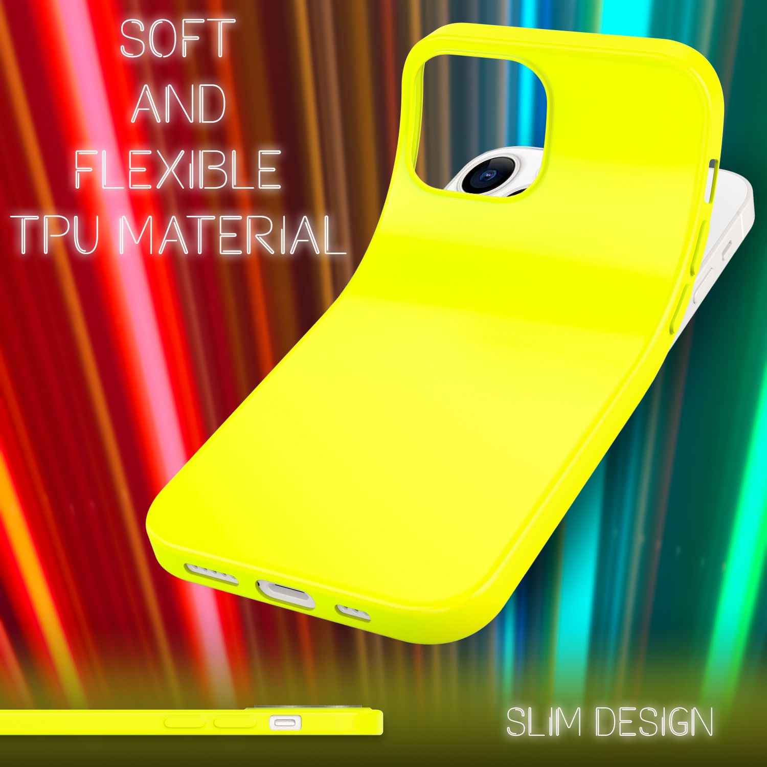NALIA Bunte Neon Handy Hülle für iPhone 13 Pro Max, Silikon Case Cover Bumper