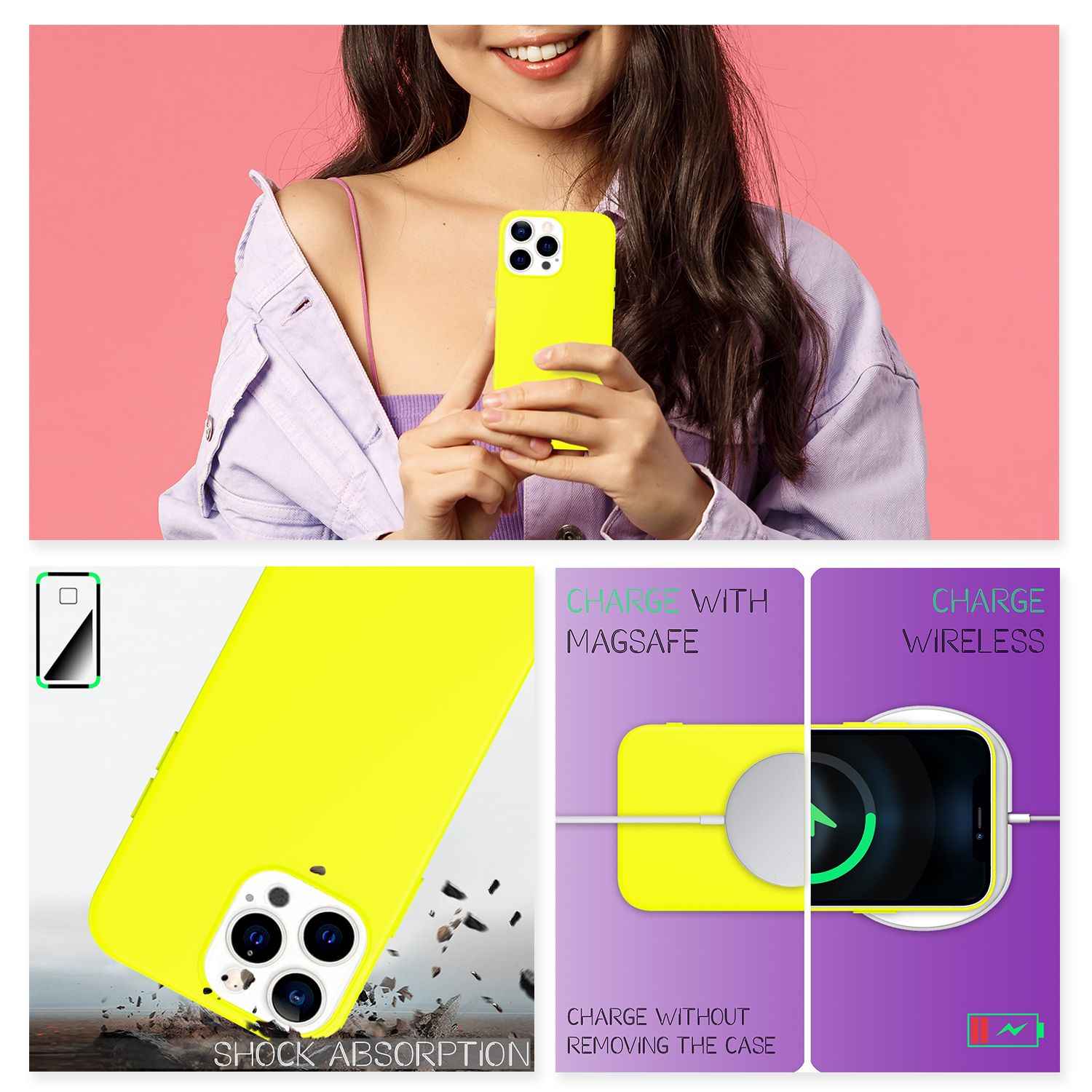 NALIA Bunte Neon Handy Hülle für iPhone 13 Pro Max, Silikon Case Cover Bumper