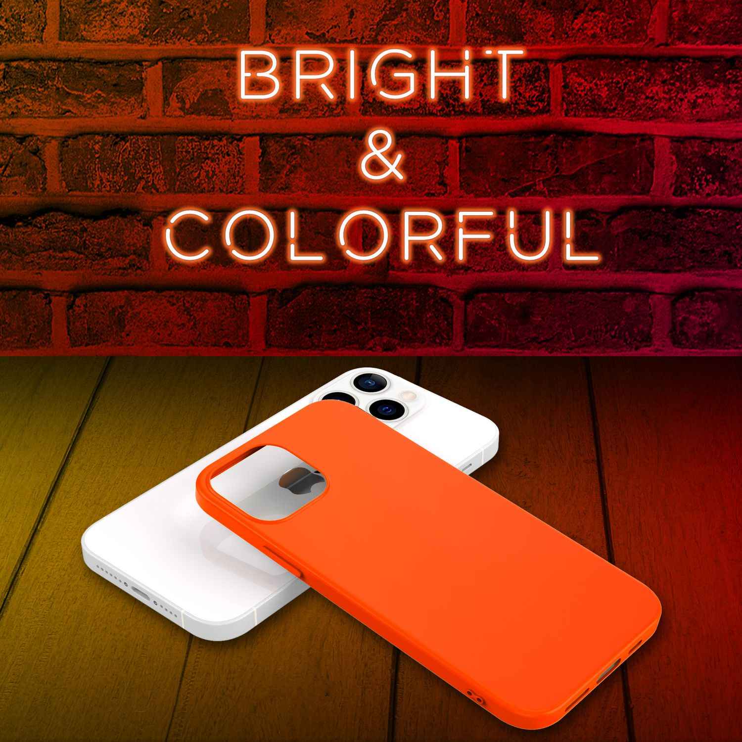 NALIA Bunte Neon Handy Hülle für iPhone 13 Pro Max, Silikon Case Cover Bumper