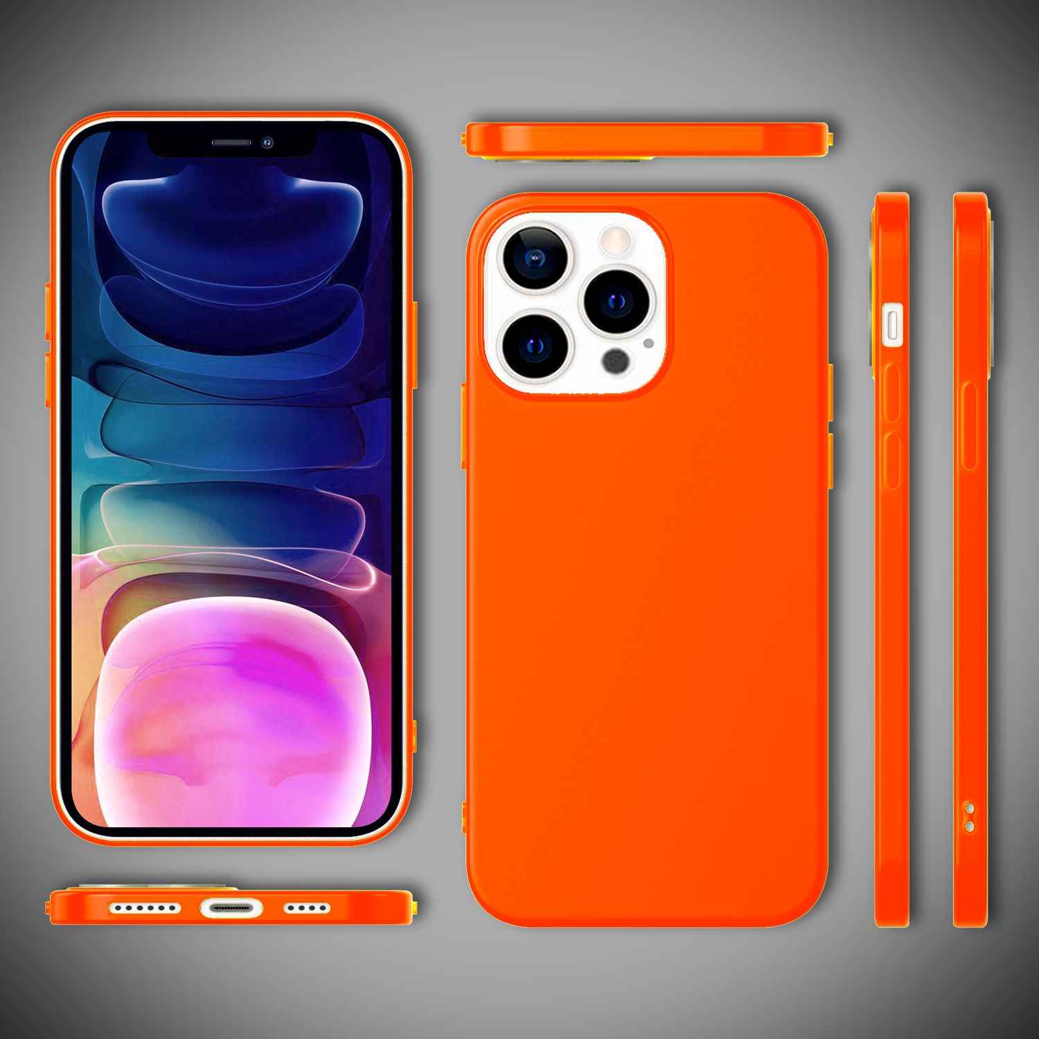 NALIA Bunte Neon Handy Hülle für iPhone 13 Pro Max, Silikon Case Cover Bumper