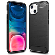 NALIA Carbon Look Case für iPhone 13 Mini, Schwarz Silikon Cover Case TPU Bumper