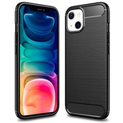 NALIA Carbon Look Case für iPhone 13, Schwarz Silikon Cover Case TPU Bumper Etui