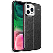 NALIA Leder Look Hülle für iPhone 13 Pro, Schwarze Silikonhülle Anti-Fingerabdruck Rutschfest Kratzfest Stoßfest