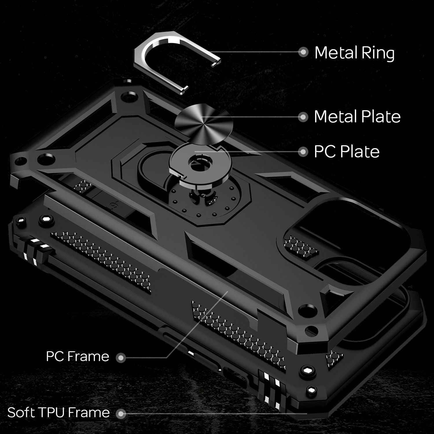 NALIA Ring Hülle für iPhone 13 Pro, Hard Case mit Silikon Bumper Cover Schutz