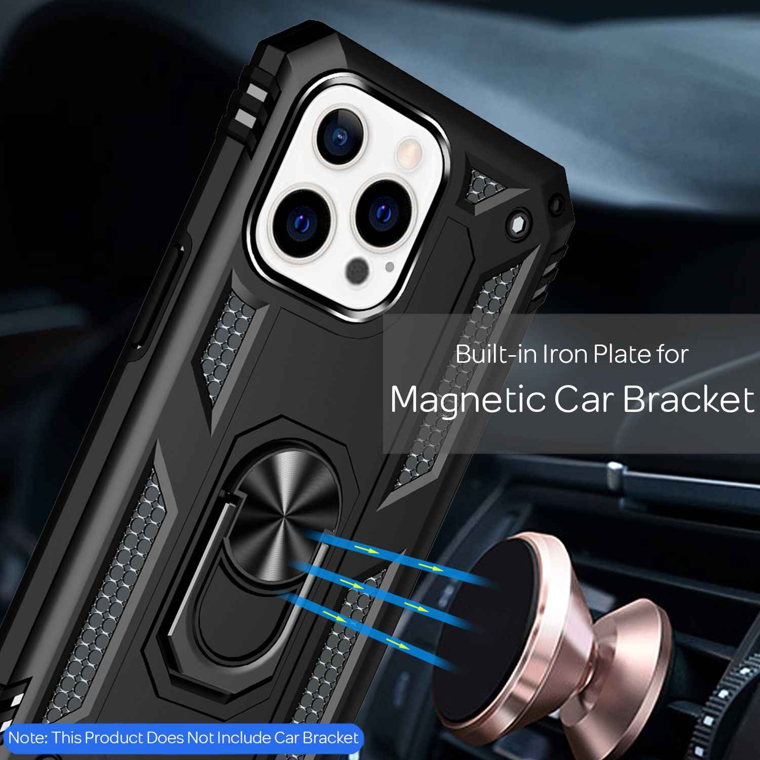NALIA Ring Hülle für iPhone 13 Pro, Hard Case mit Silikon Bumper Cover Schutz