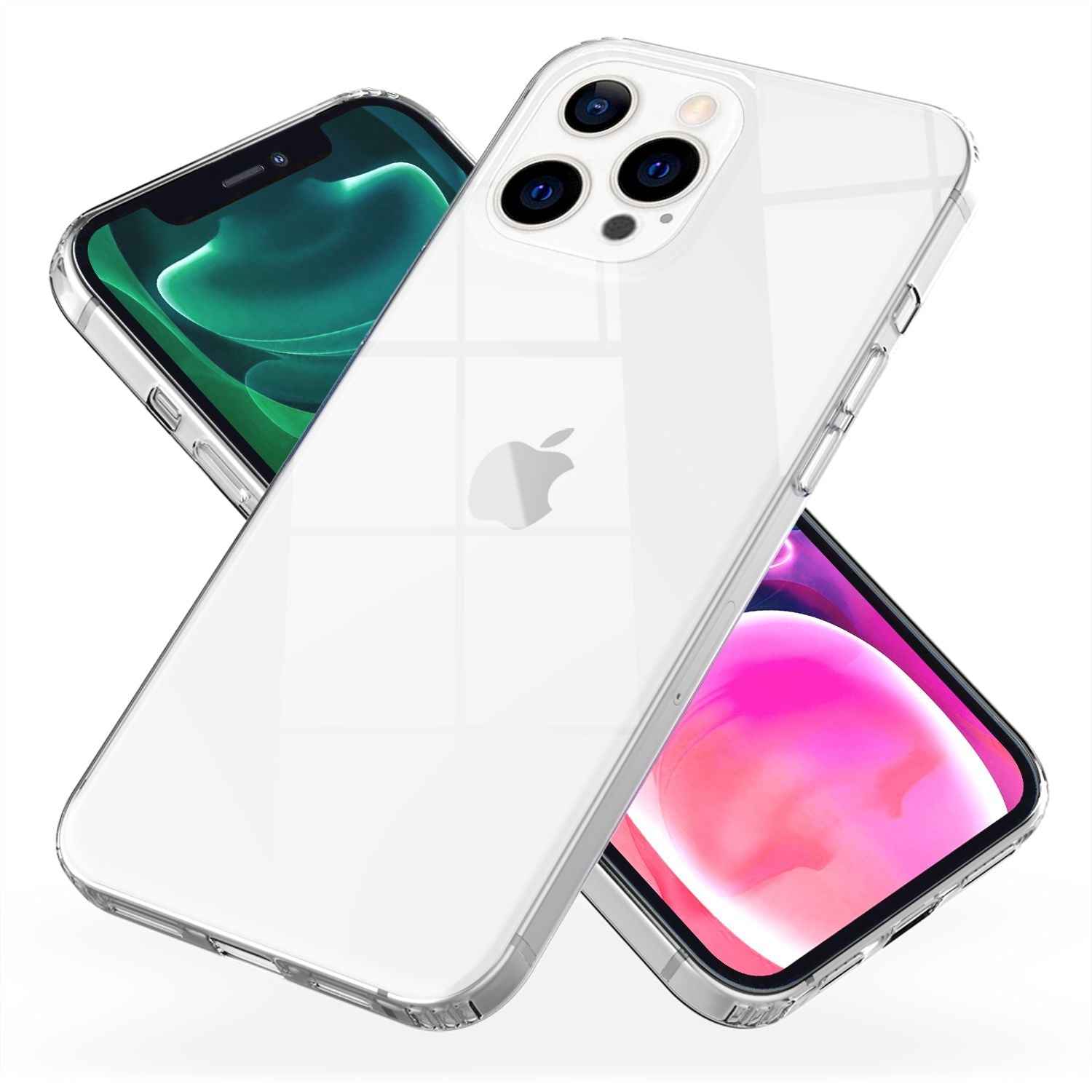 NALIA Klares Kratzfeste Hülle für iPhone 13 Pro, Transparent Anti-Gelb Stoßfest Harte Rückseite & Silikon Rahmen