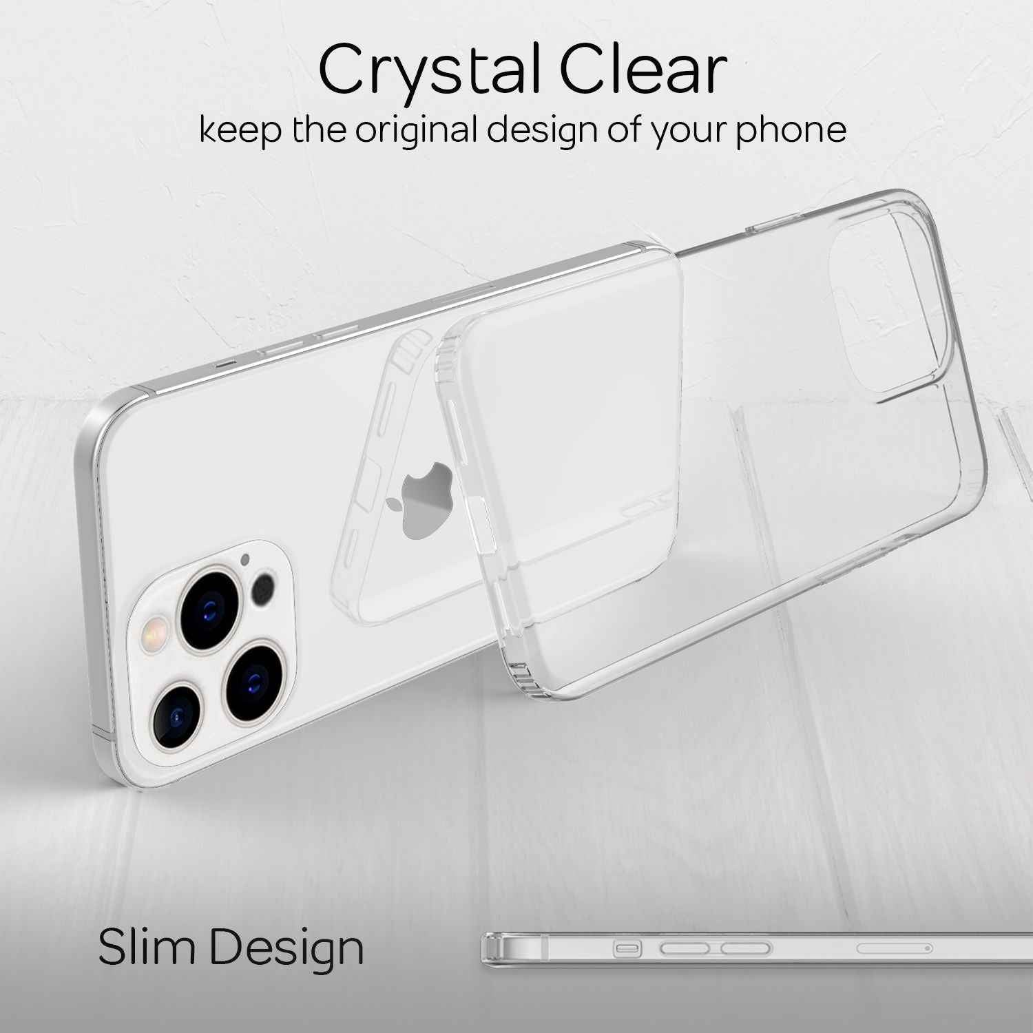NALIA Klares Kratzfeste Hülle für iPhone 13 Pro, Transparent Anti-Gelb Stoßfest Harte Rückseite & Silikon Rahmen