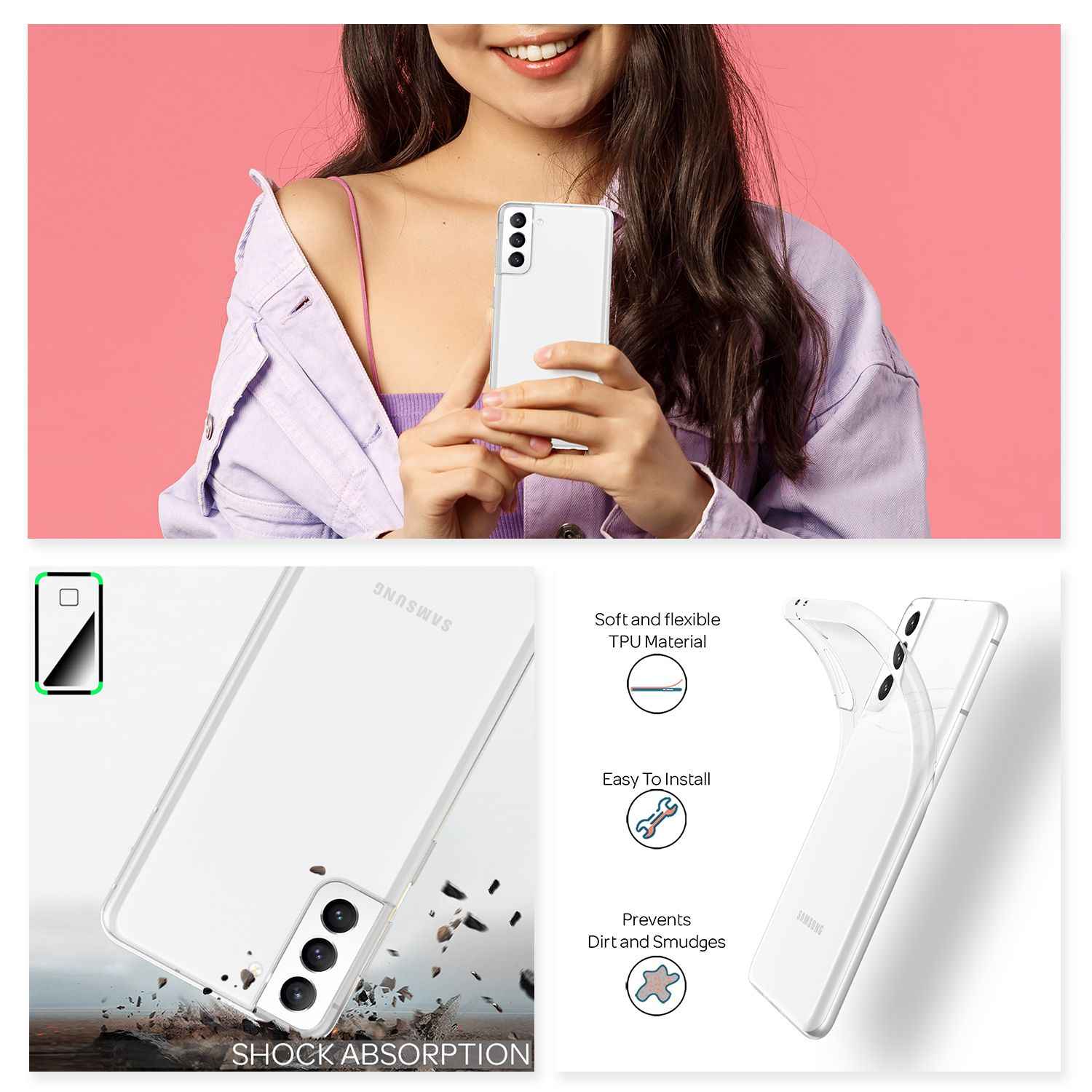 NALIA Klare Silikonhülle für Samsung Galaxy S21 FE, Transparent Anti-Gelb Durchsichtig, Robuste Handyhülle Schutzhülle