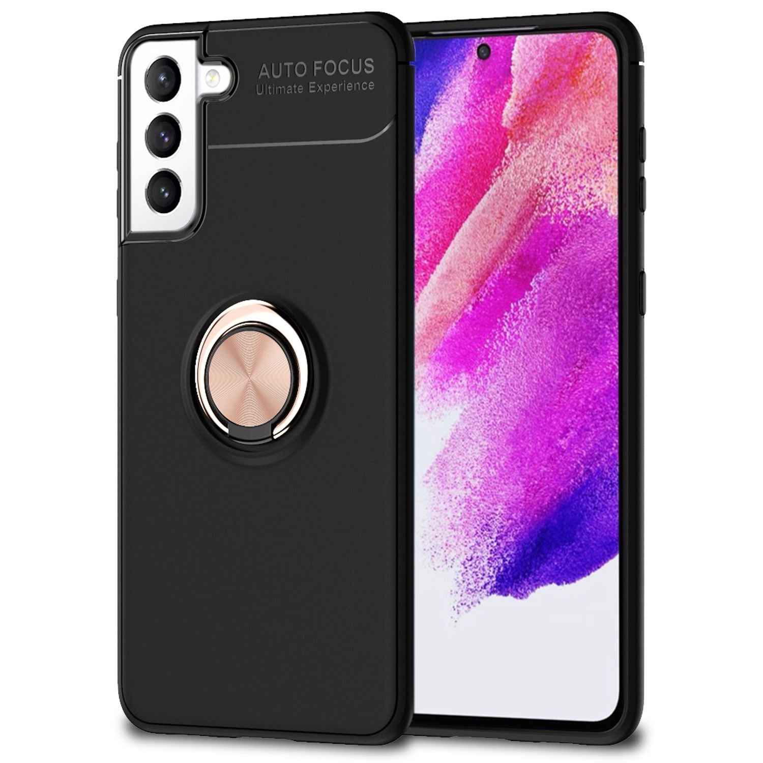 NALIA Matt-Schwarze Ringhülle für Samsung Galaxy S21 FE
