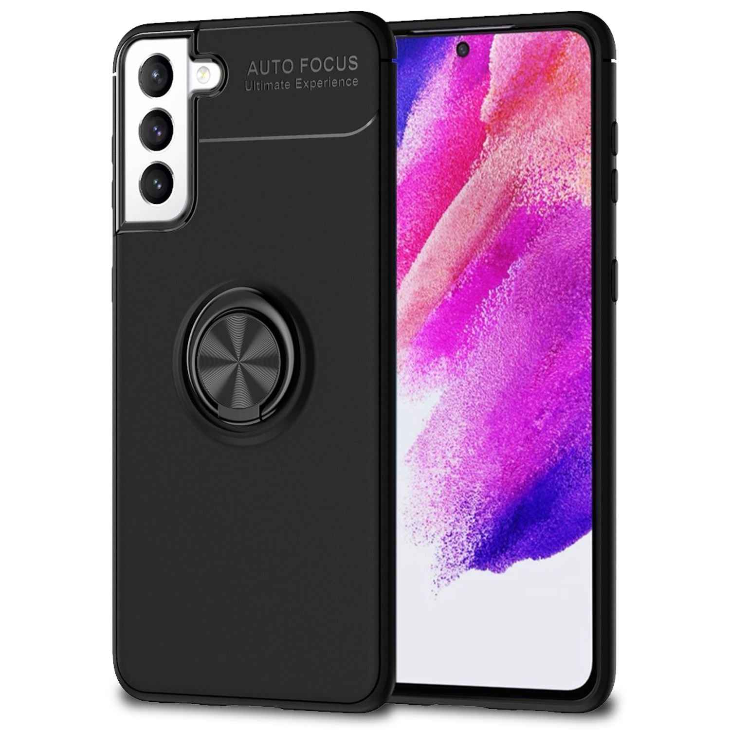 NALIA Matt-Schwarze Ringhülle für Samsung Galaxy S21 FE