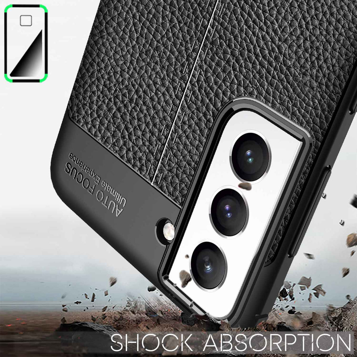 NALIA Leder Look Case für Samsung Galaxy S21 FE, Schwarze Silikonhülle Anti-Fingerabdruck Rutschfest Kratzfest