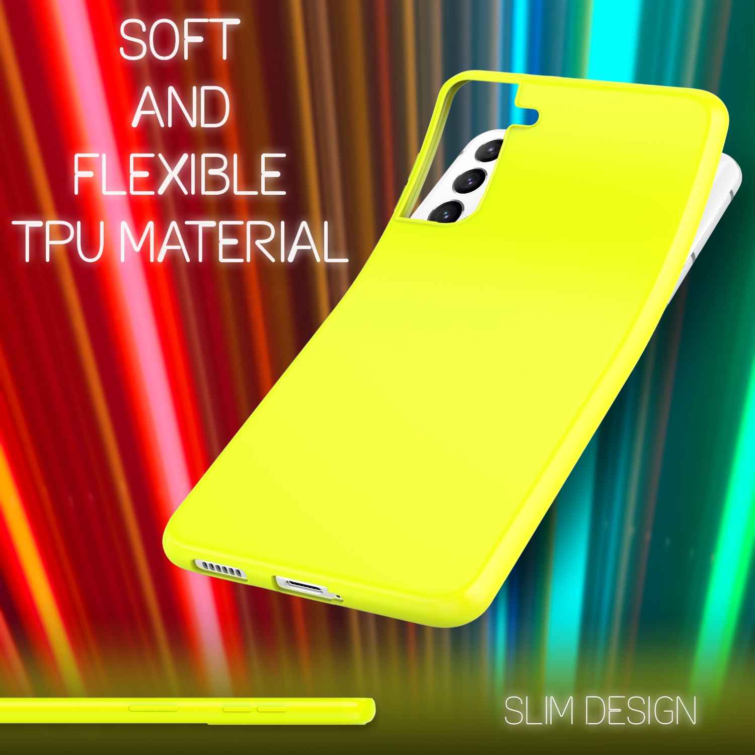 NALIA Bunte Neon Silikonhülle für Samsung Galaxy S21 FE