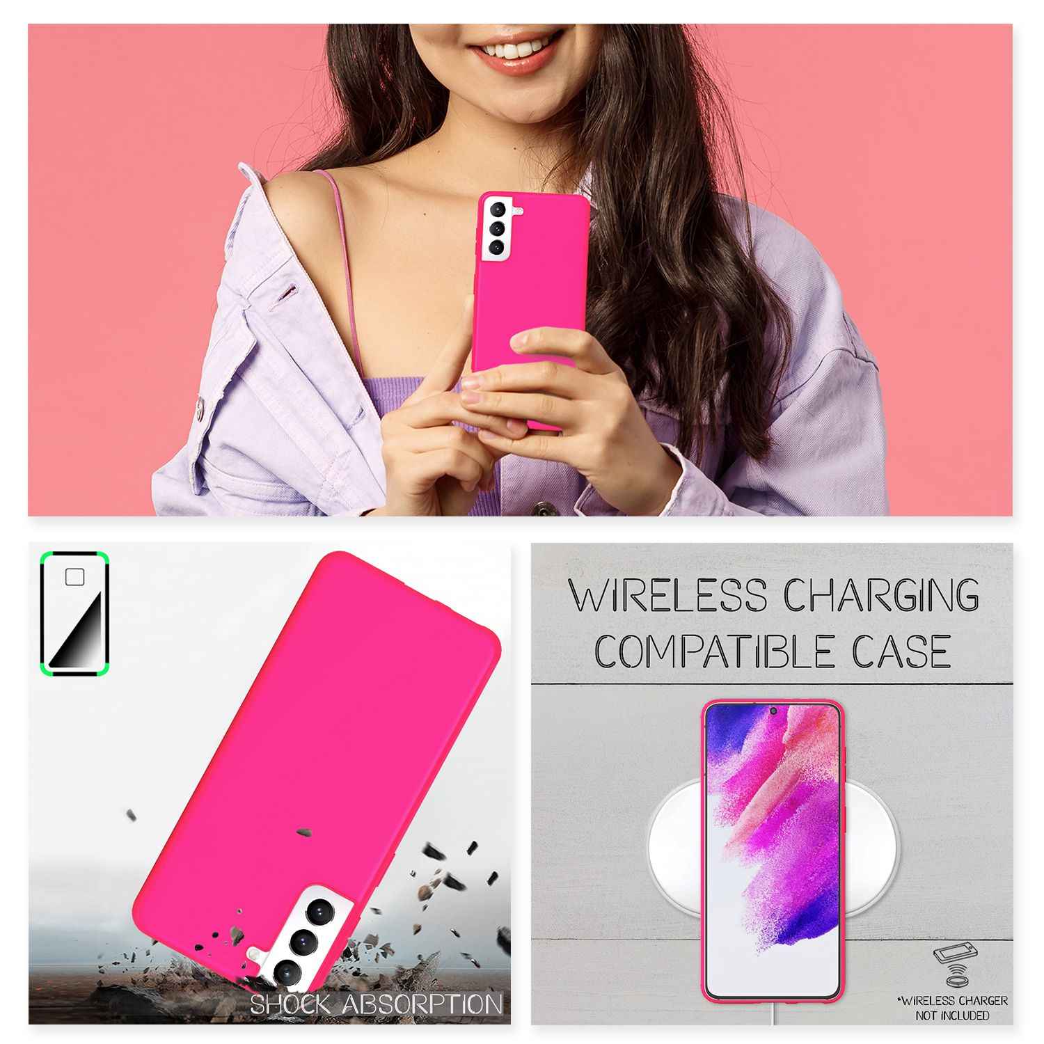 NALIA Bunte Neon Silikonhülle für Samsung Galaxy S21 FE