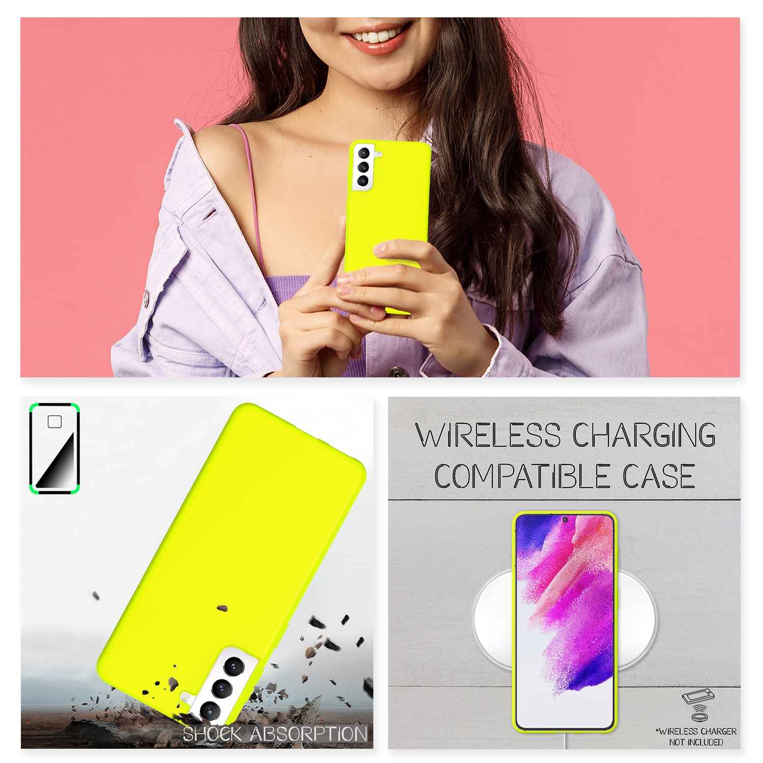 NALIA Bunte Neon Silikonhülle für Samsung Galaxy S21 FE
