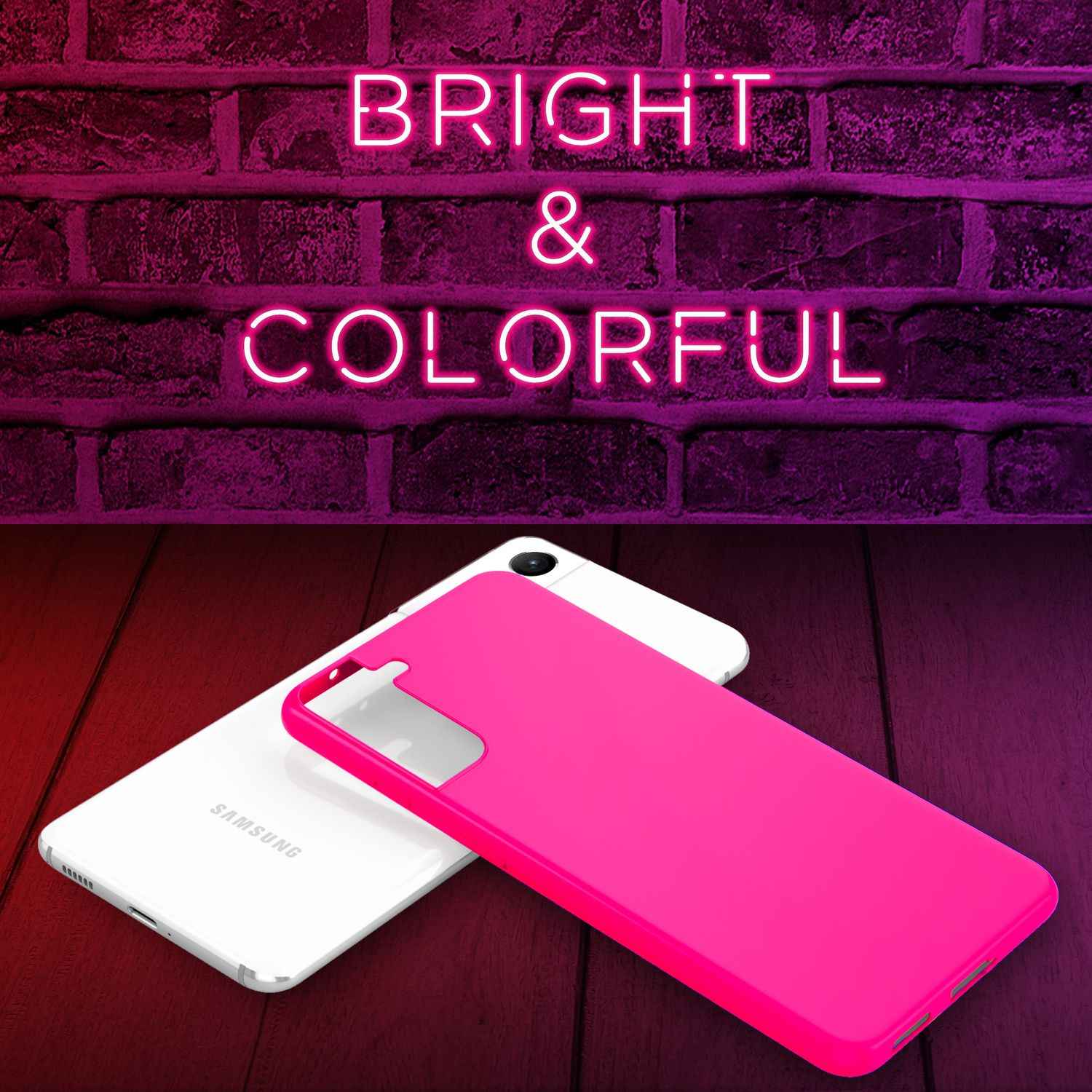 NALIA Bunte Neon Silikonhülle für Samsung Galaxy S21 FE
