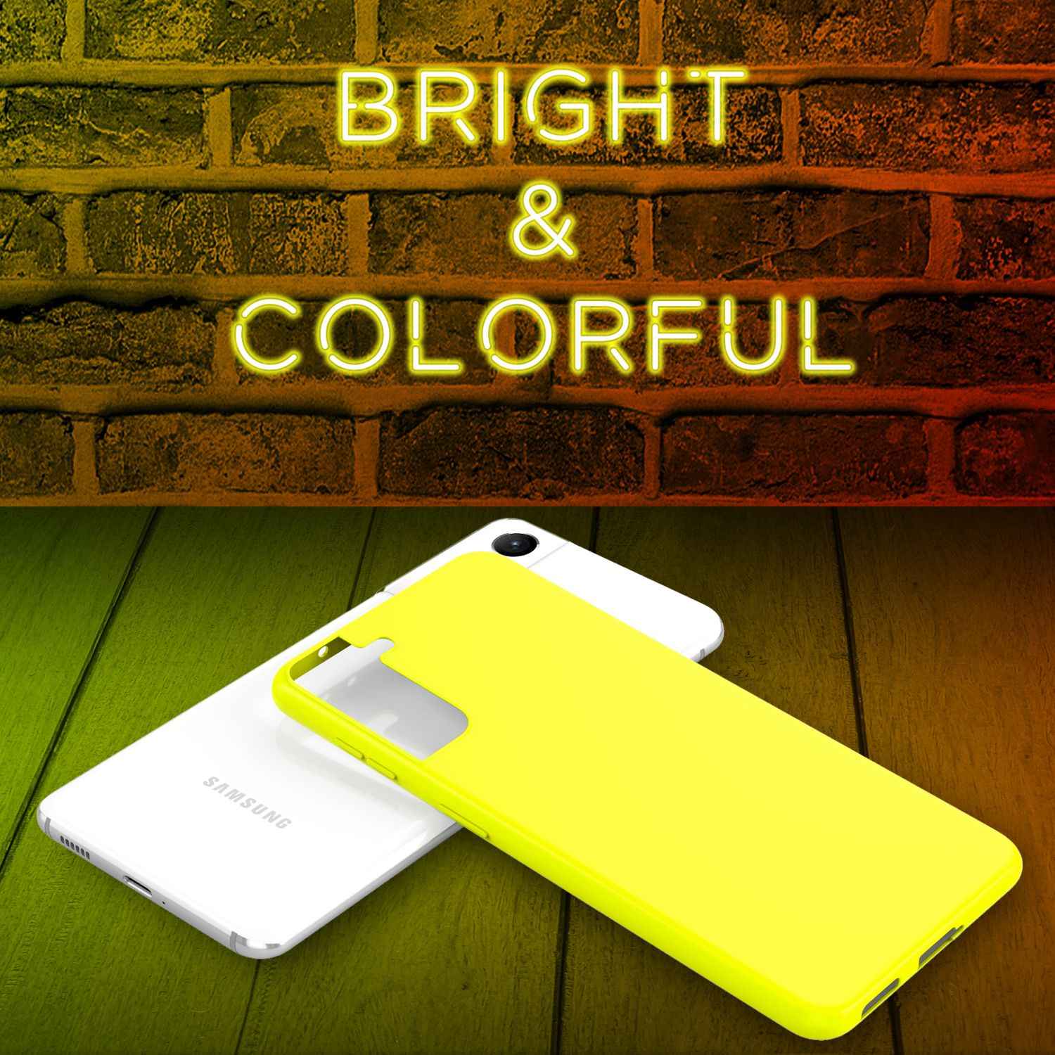 NALIA Bunte Neon Silikonhülle für Samsung Galaxy S21 FE
