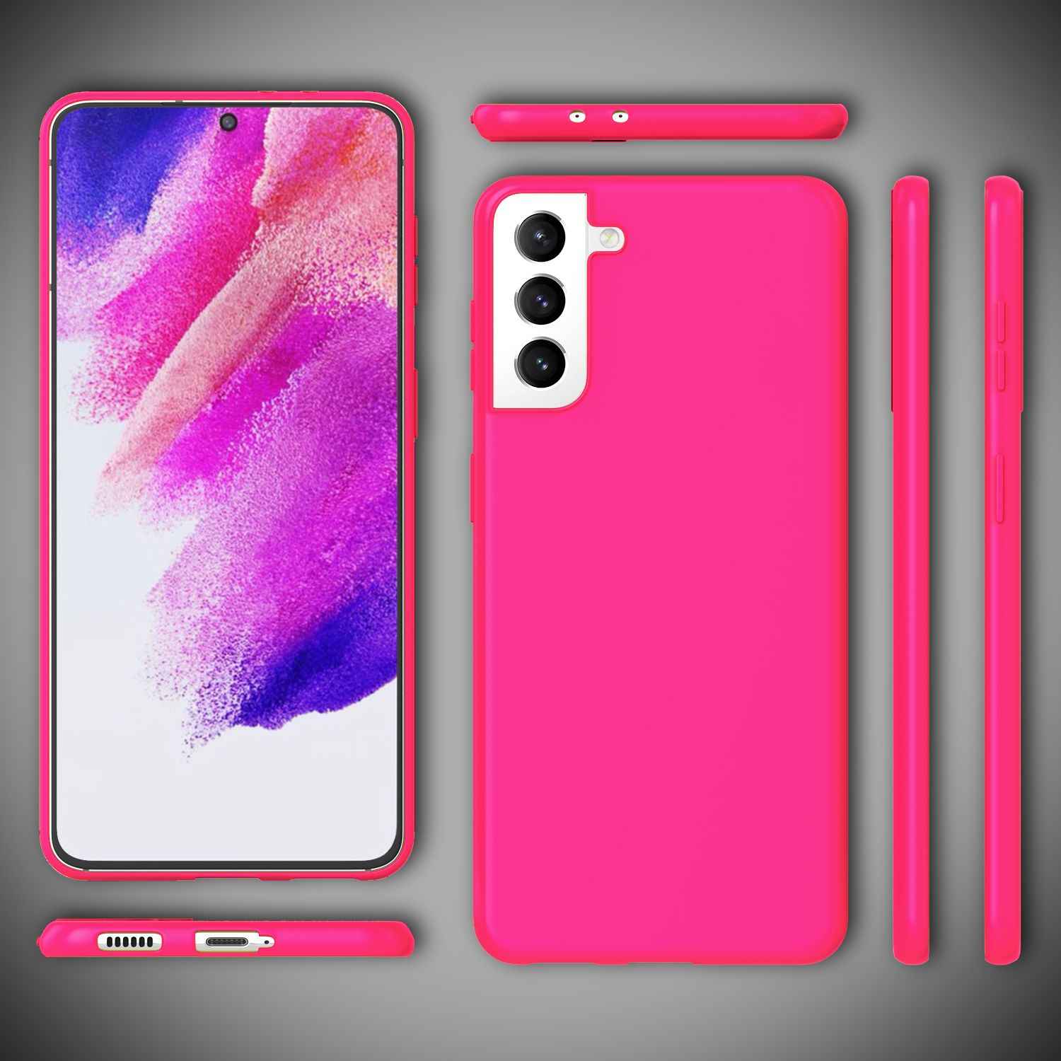 NALIA Bunte Neon Silikonhülle für Samsung Galaxy S21 FE