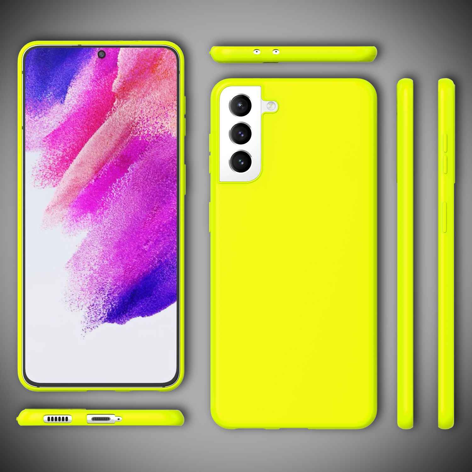 NALIA Bunte Neon Silikonhülle für Samsung Galaxy S21 FE