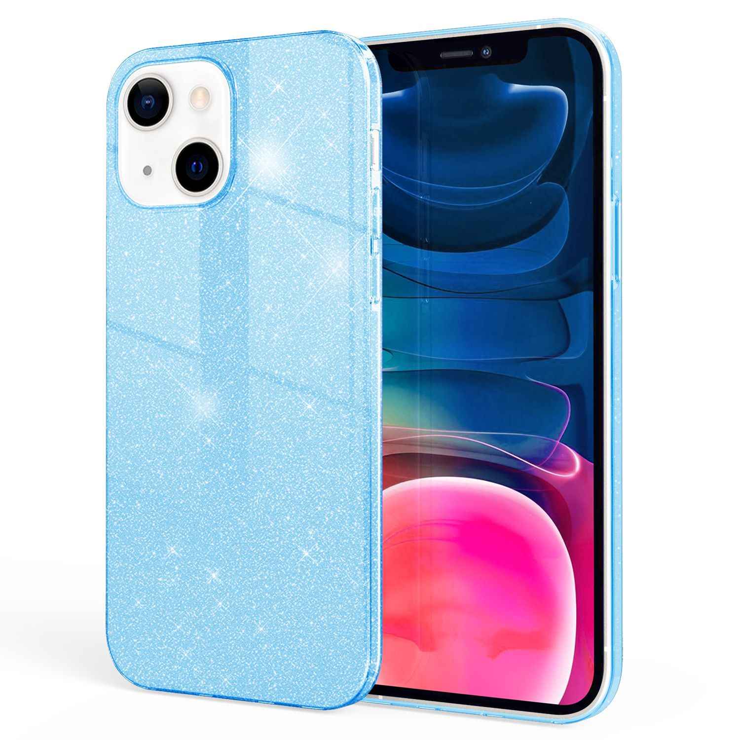 NALIA Robuste Glitzerhülle für iPhone 13 Mini, Glänzende Glitzer Hybrid Schutzhülle Verstärkte Silikonhülle