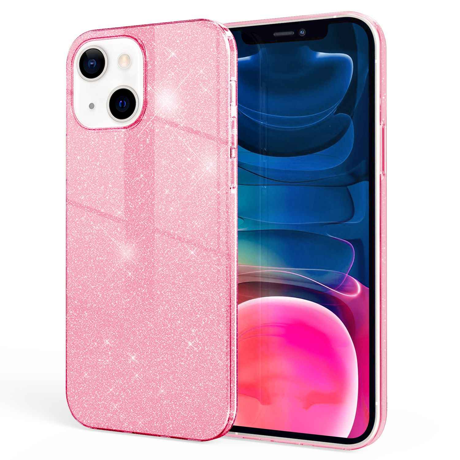 NALIA Robuste Glitzerhülle für iPhone 13 Mini, Glänzende Glitzer Hybrid Schutzhülle Verstärkte Silikonhülle
