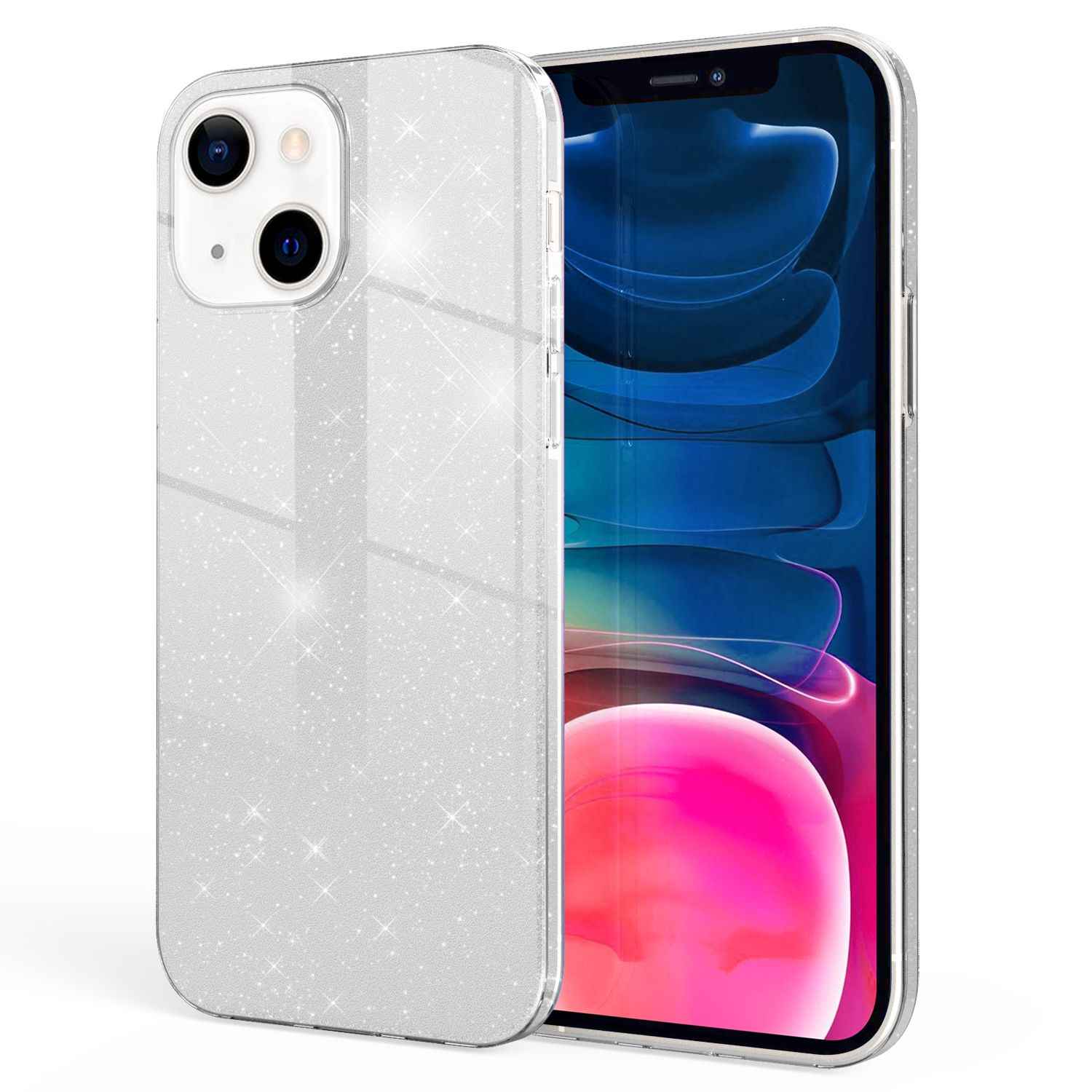 NALIA Robuste Glitzerhülle für iPhone 13 Mini, Glänzende Glitzer Hybrid Schutzhülle Verstärkte Silikonhülle