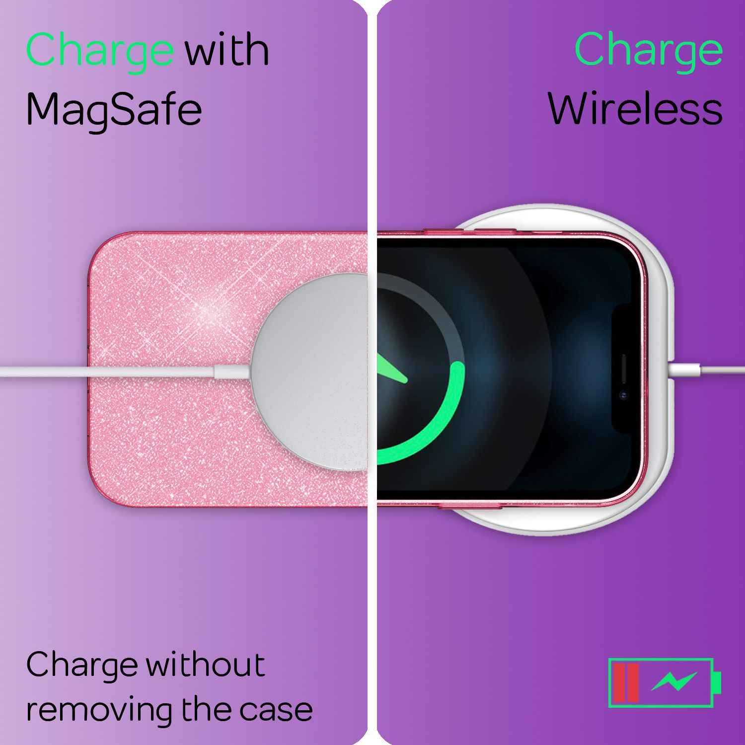 NALIA Robuste Glitzerhülle für iPhone 13 Mini, Glänzende Glitzer Hybrid Schutzhülle Verstärkte Silikonhülle