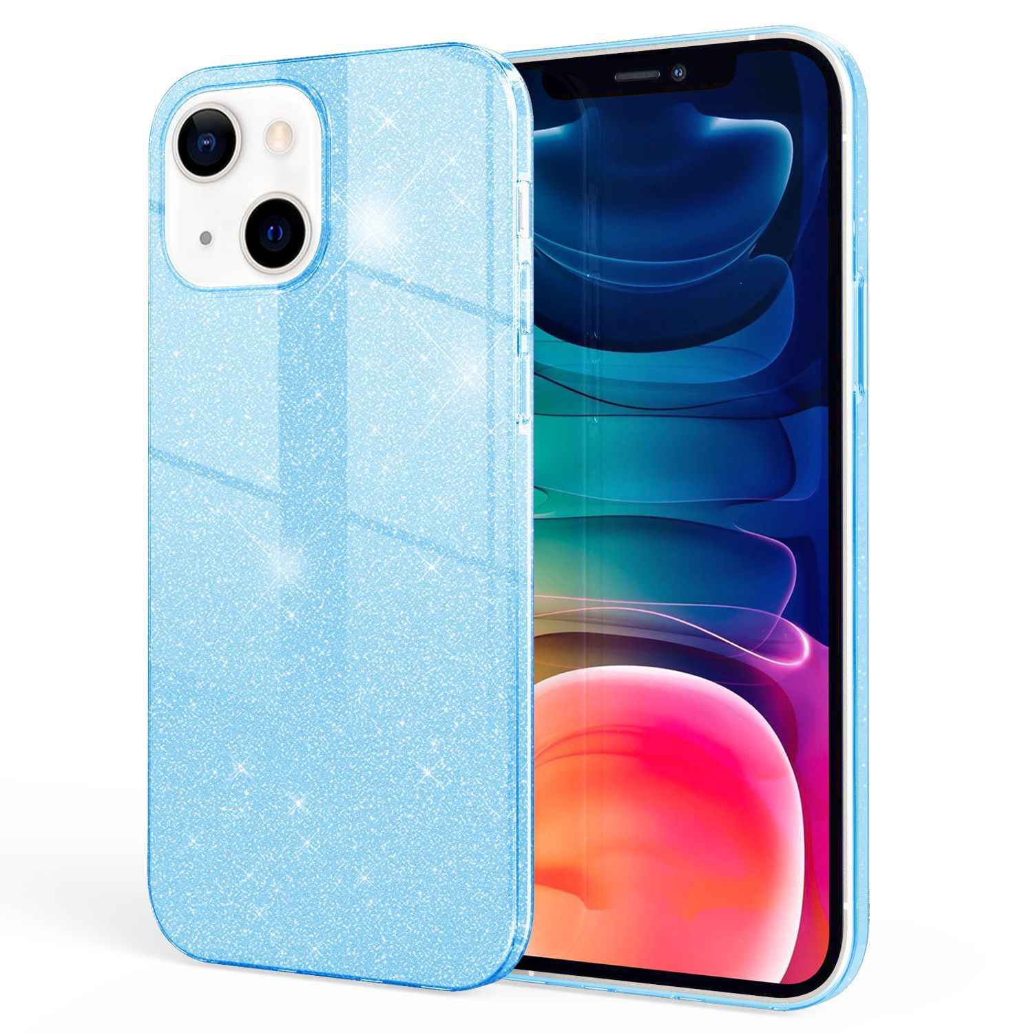 NALIA Robuste Glitzerhülle für iPhone 13, Stoßfeste Glänzende Glitzer Hybrid Schutzhülle Verstärkte Silikonhülle