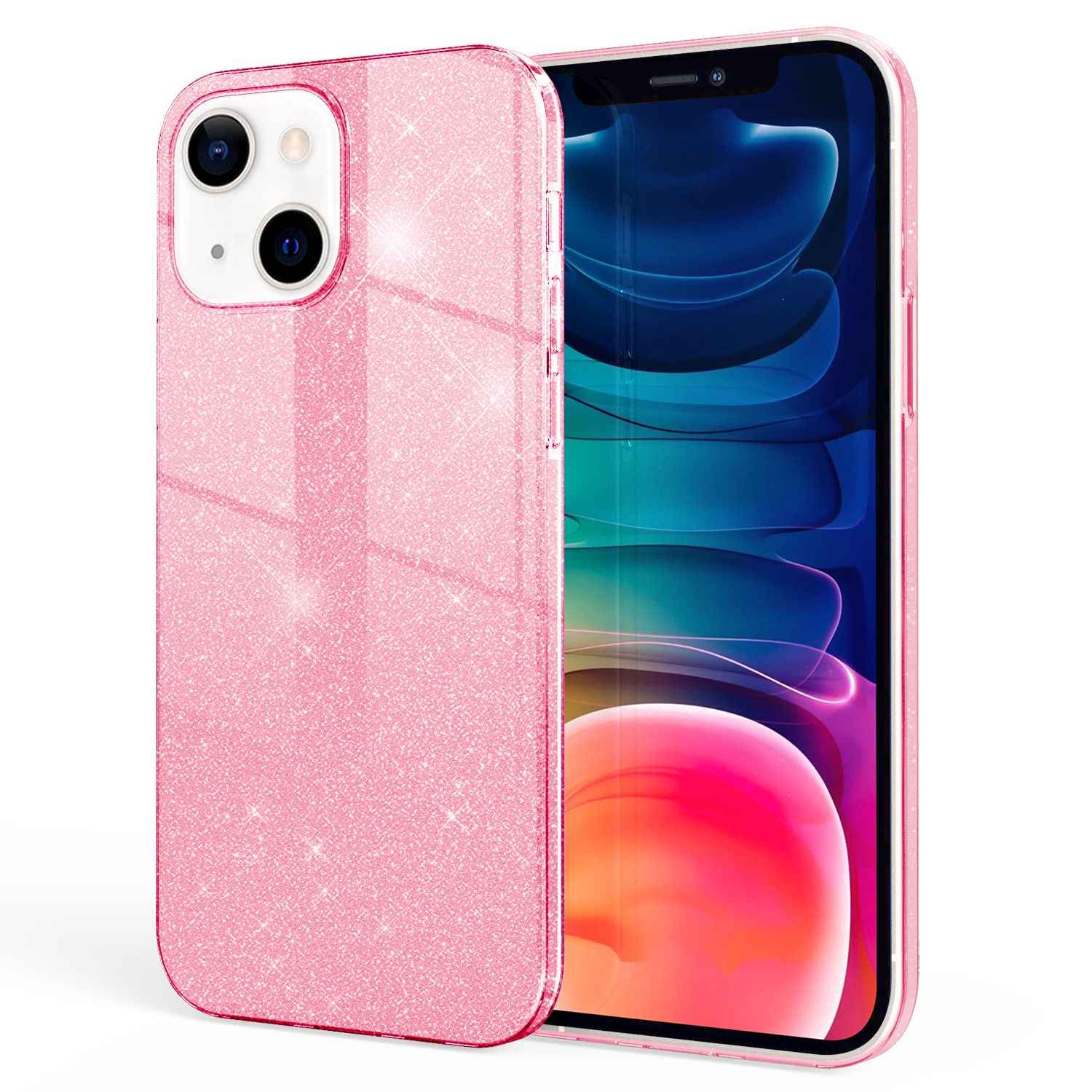 NALIA Robuste Glitzerhülle für iPhone 13, Stoßfeste Glänzende Glitzer Hybrid Schutzhülle Verstärkte Silikonhülle