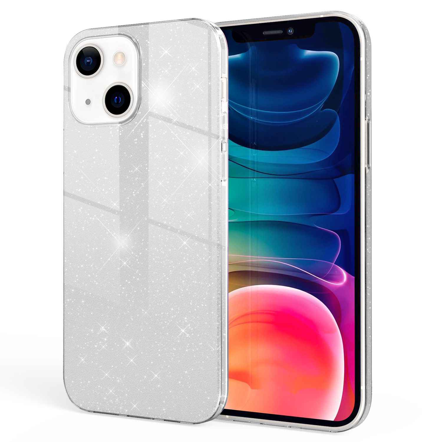 NALIA Robuste Glitzerhülle für iPhone 13, Stoßfeste Glänzende Glitzer Hybrid Schutzhülle Verstärkte Silikonhülle