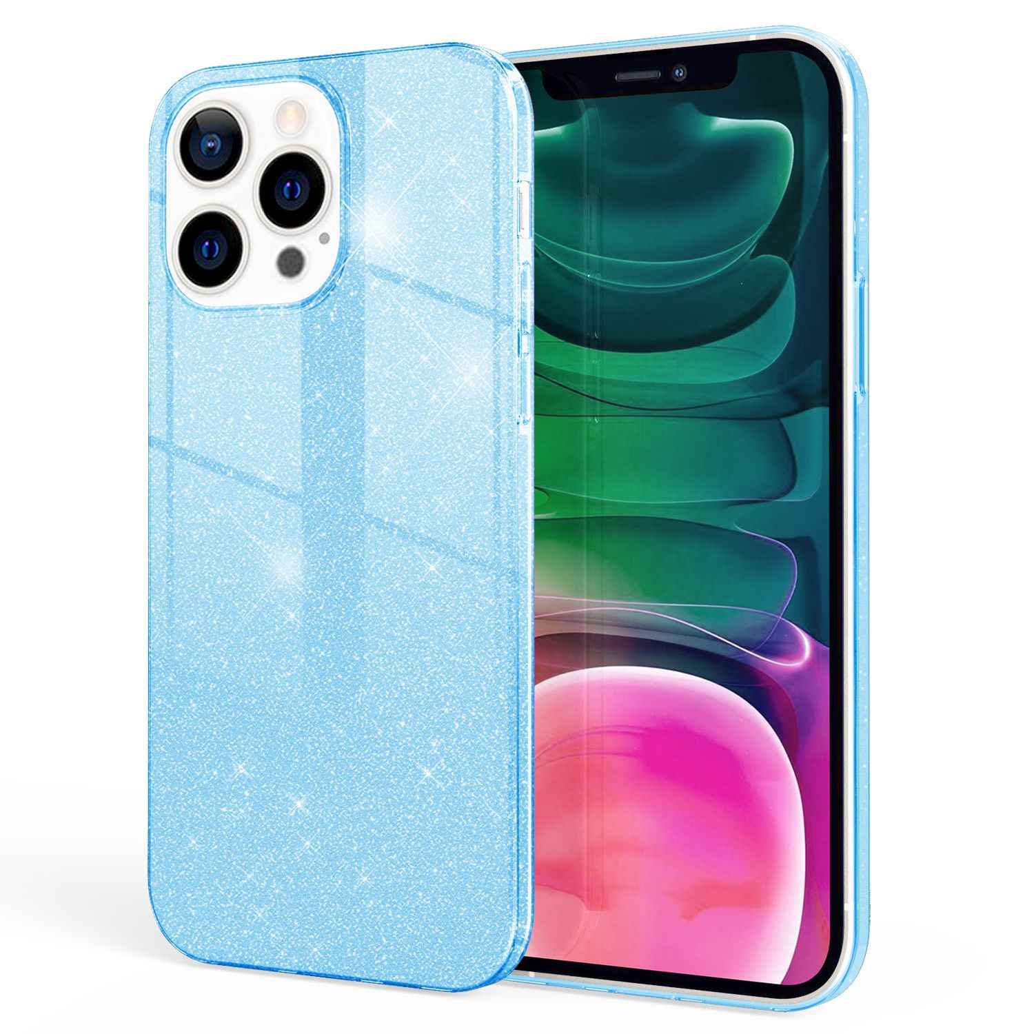 NALIA Robuste Glitzerhülle für iPhone 13 Pro, Stoßfeste Glänzende Glitzer Hybrid Schutzhülle Verstärkte Silikonhülle