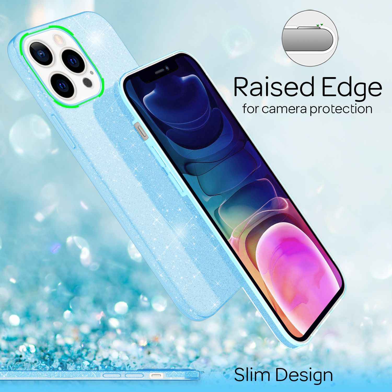 NALIA Robuste Glitzerhülle für iPhone 13 Pro Max, Stoßfeste Glänzende Glitzer Schutzhülle Verstärkte Silikonhülle