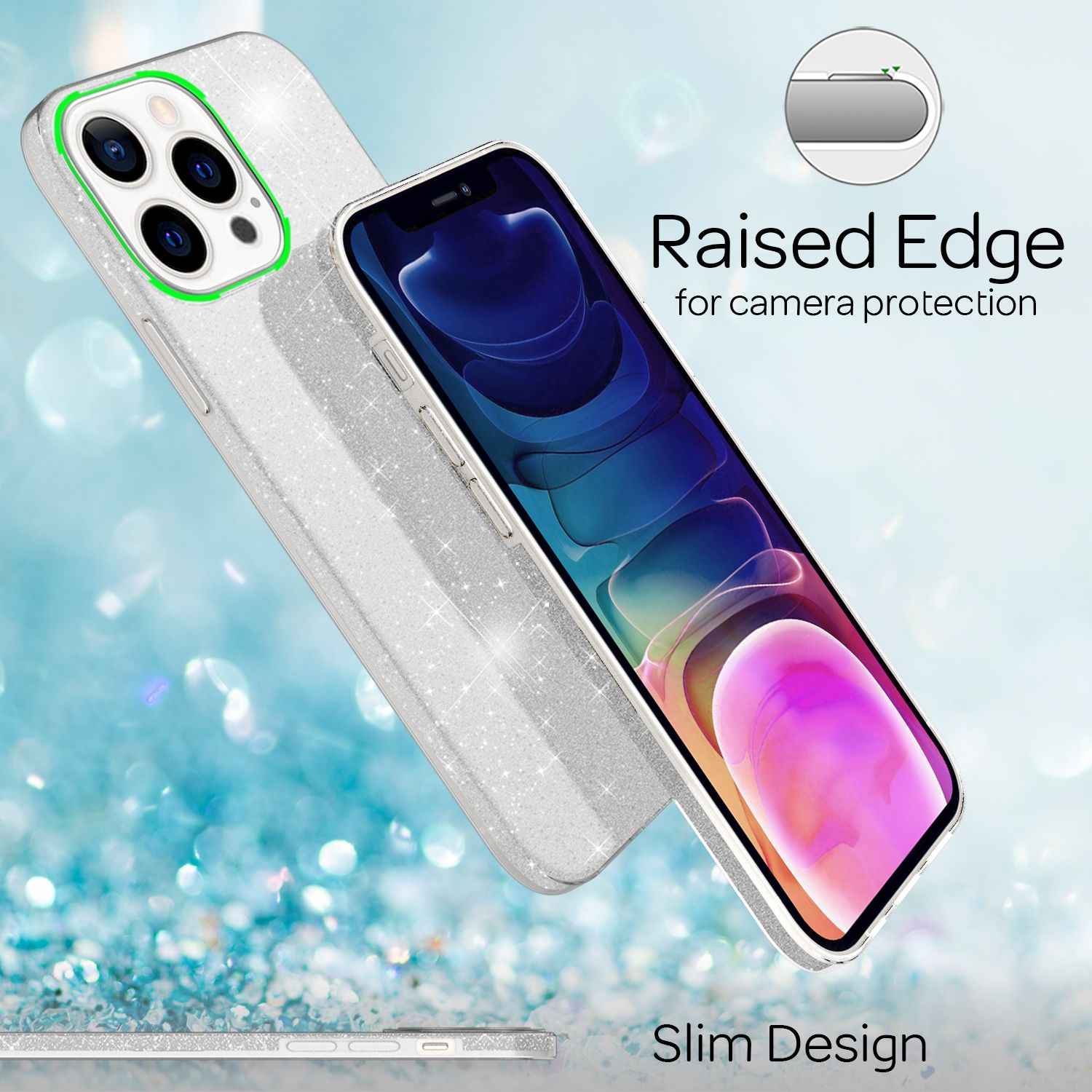 NALIA Robuste Glitzerhülle für iPhone 13 Pro Max, Stoßfeste Glänzende Glitzer Schutzhülle Verstärkte Silikonhülle