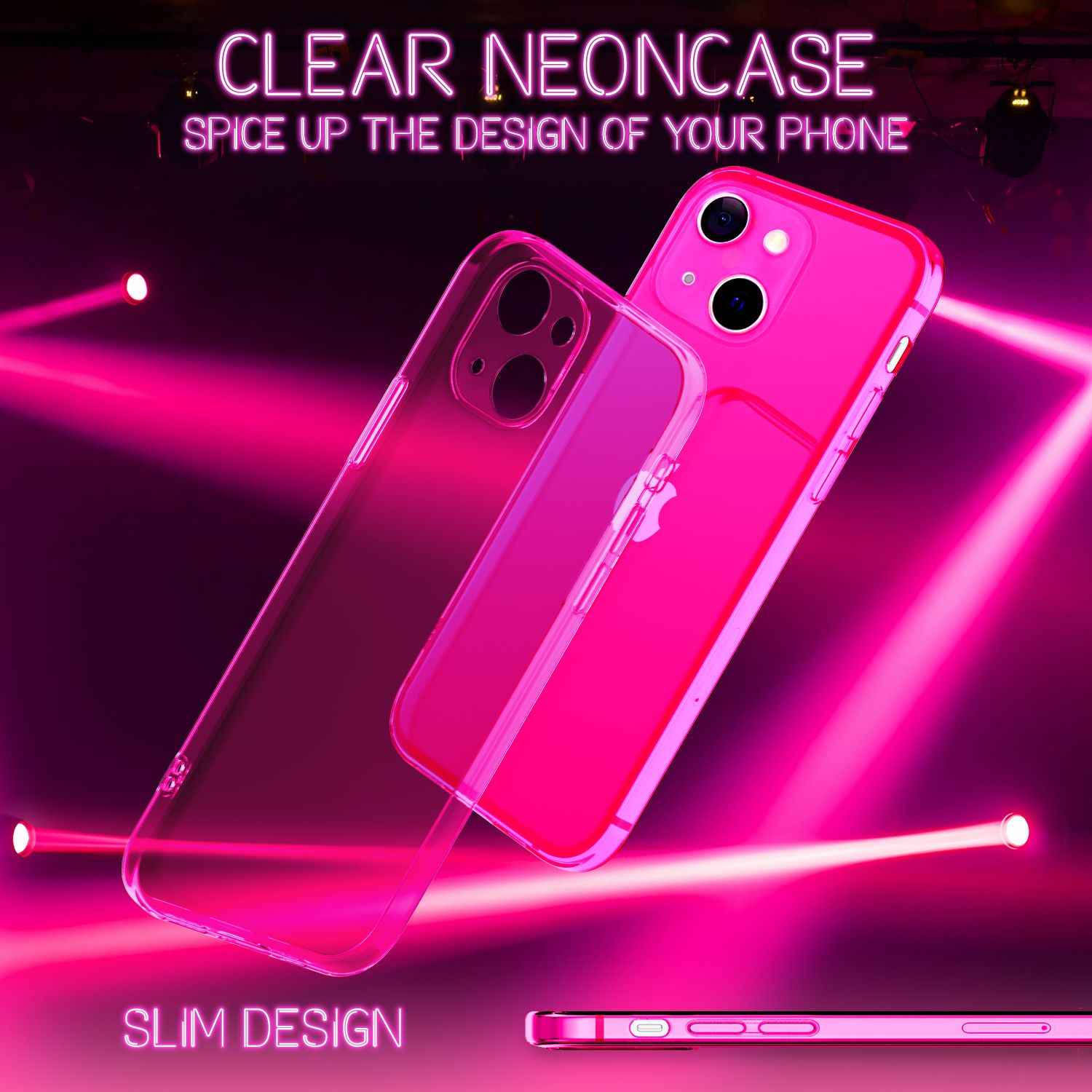 NALIA Klare Neon Handy Hülle für iPhone 13 Mini, Bunt Durchsichtig Cover Case